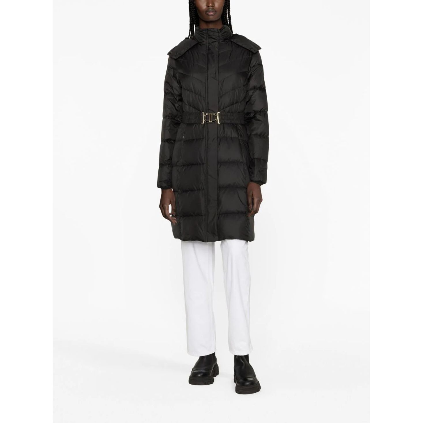 TWINSET Pūkinis paltas moterims, Juoda, Puffed coat 2