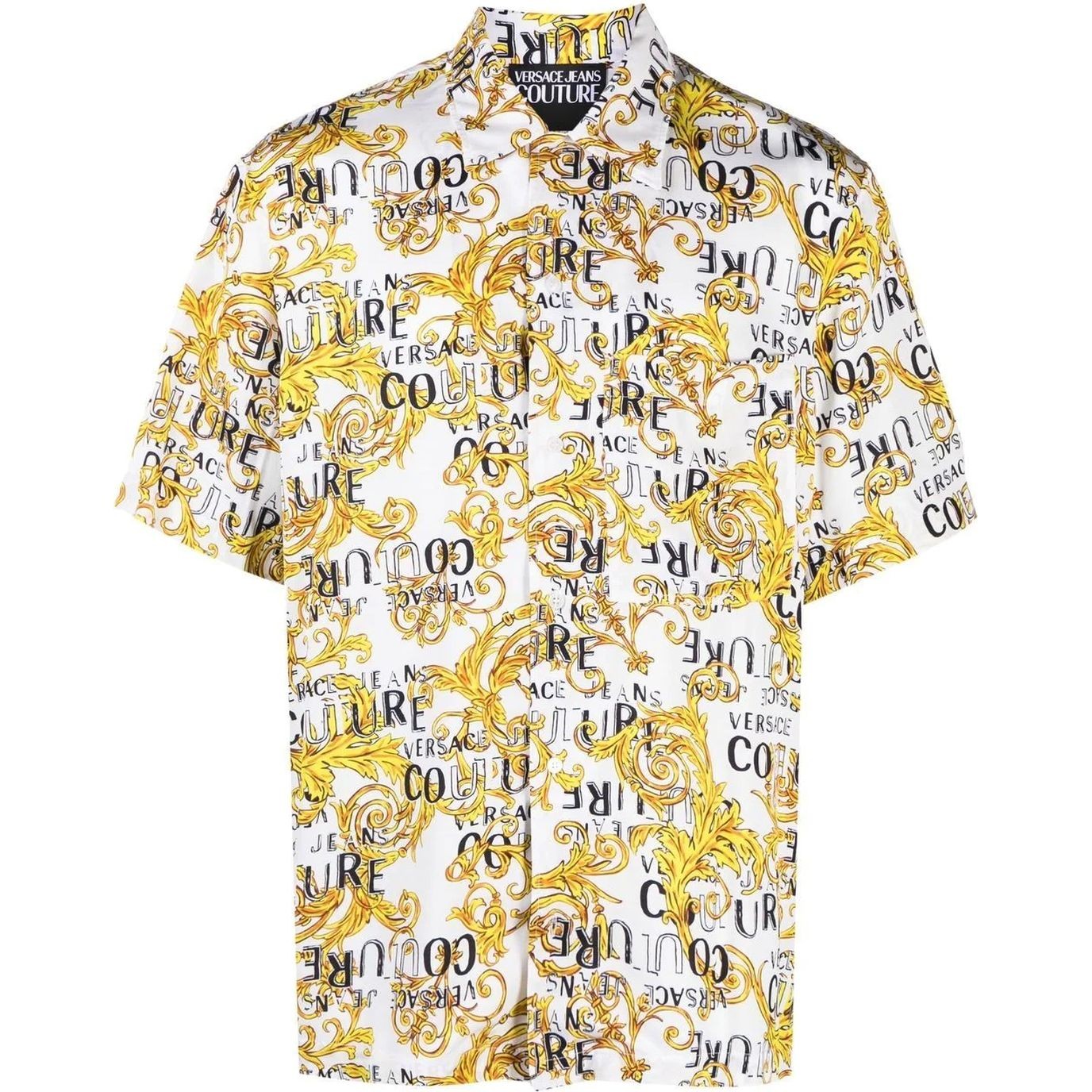 VERSACE JEANS CUTURE Marškiniai trump. rankovėmis vyrams, Balta, Print logo baroque shirts 1