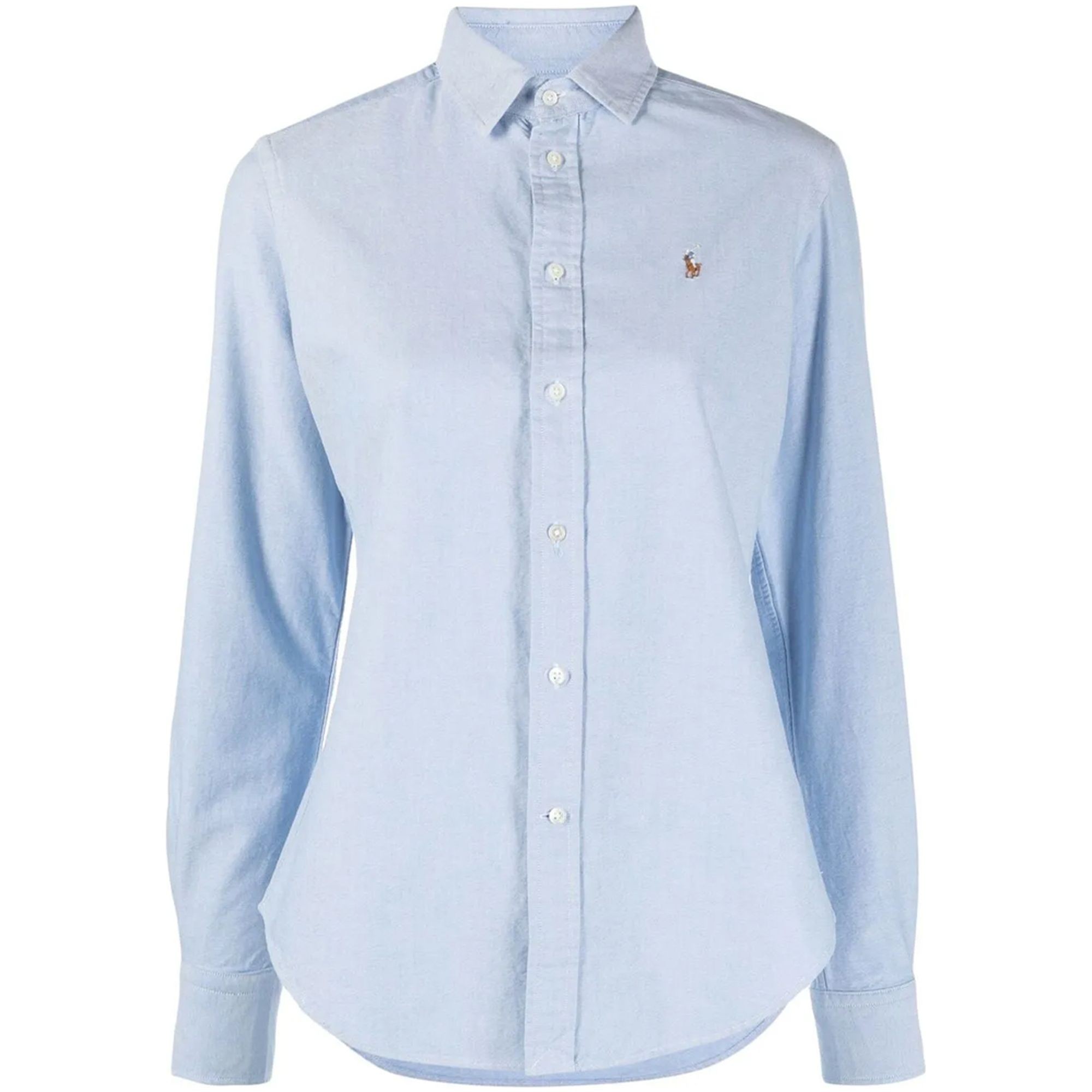 POLO RALPH LAUREN Marškiniai ilgomis rankovėmis moterims, Mėlyna, Long sleeve button front shirt 1