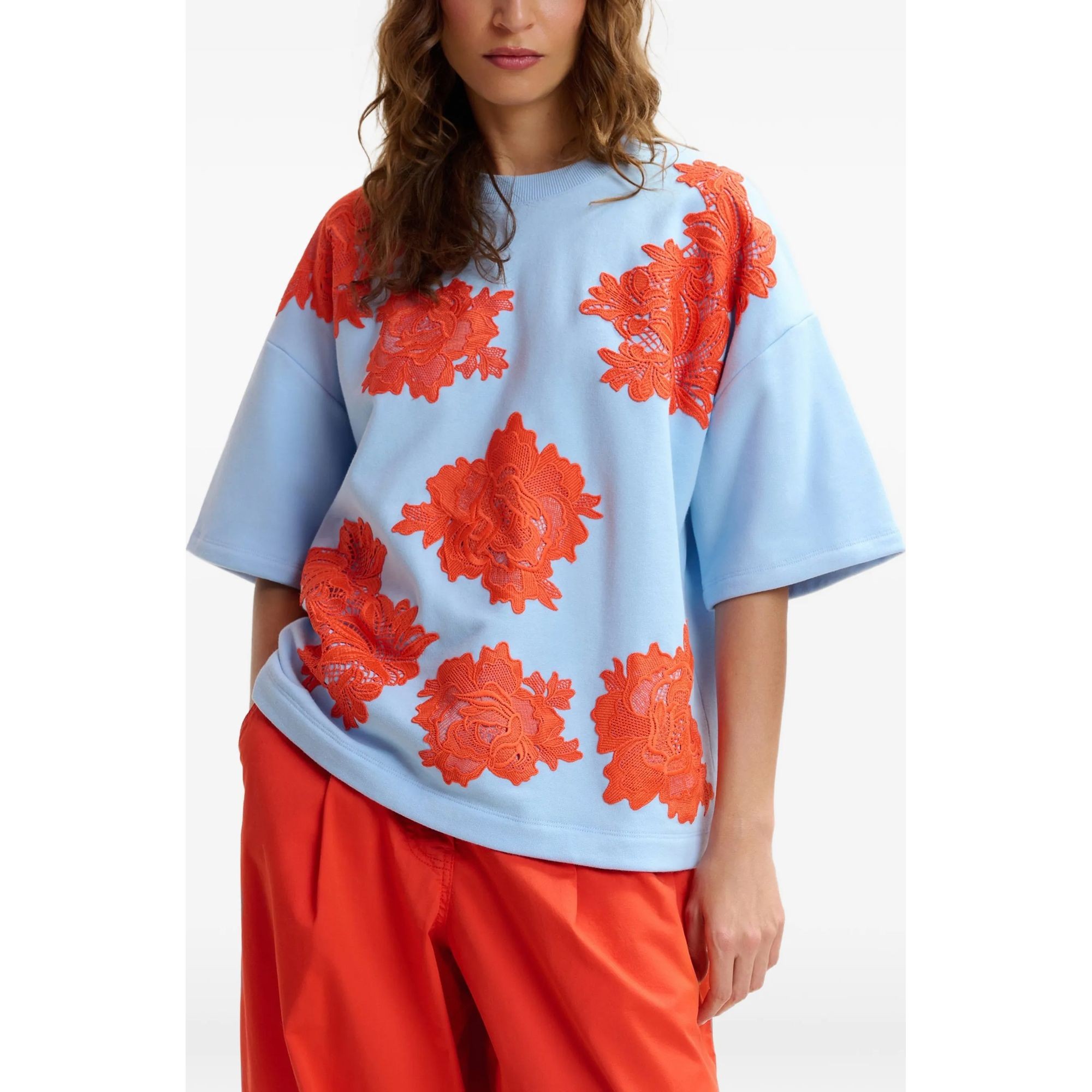 ESSENTIEL ANTWERP Marškinėliai trump. rankovėmis moterims, Marga, 2 sweatshirt with lace 3