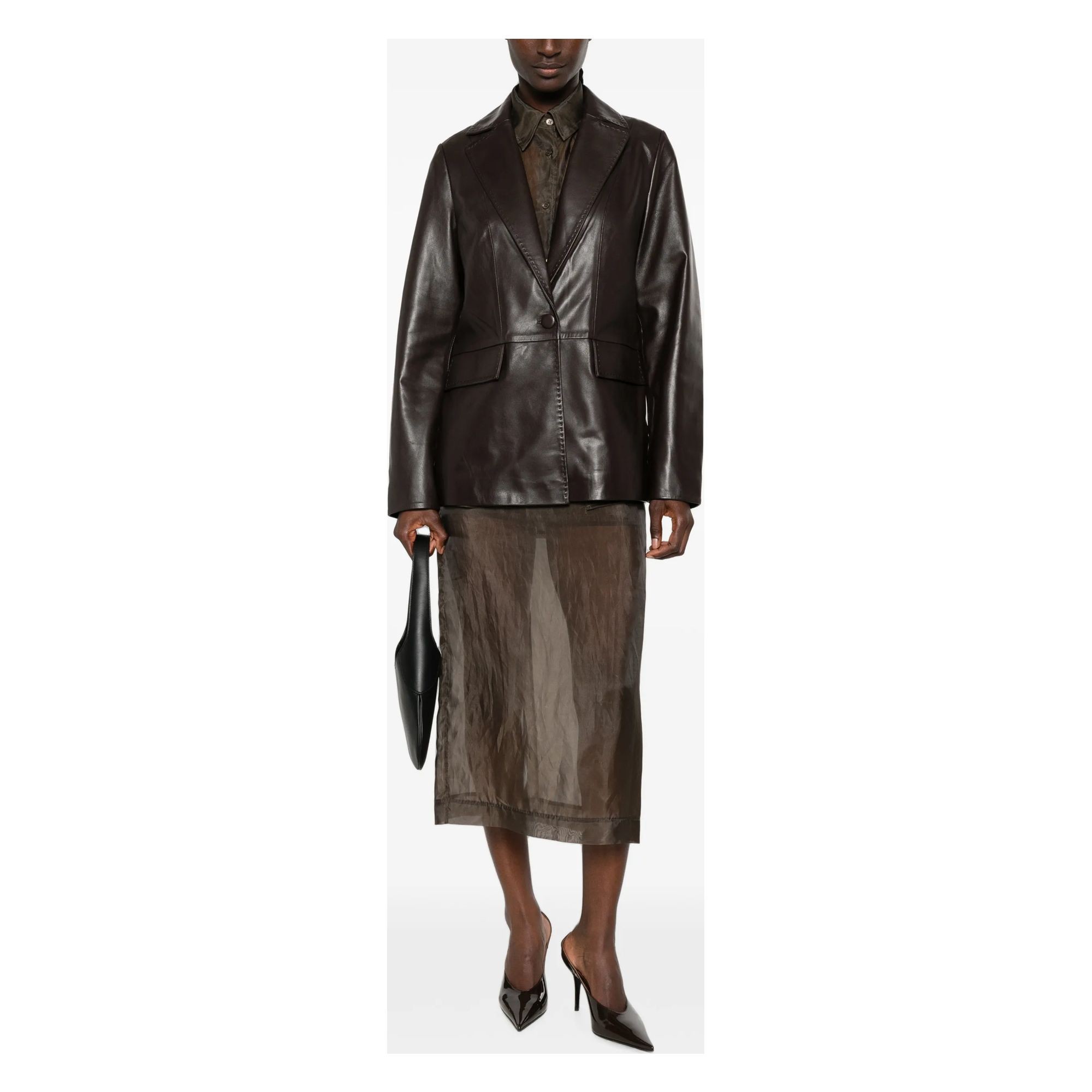 ADRIANNA FERETTI Odinė striukė moterims, Ruda, Leather jacket 2