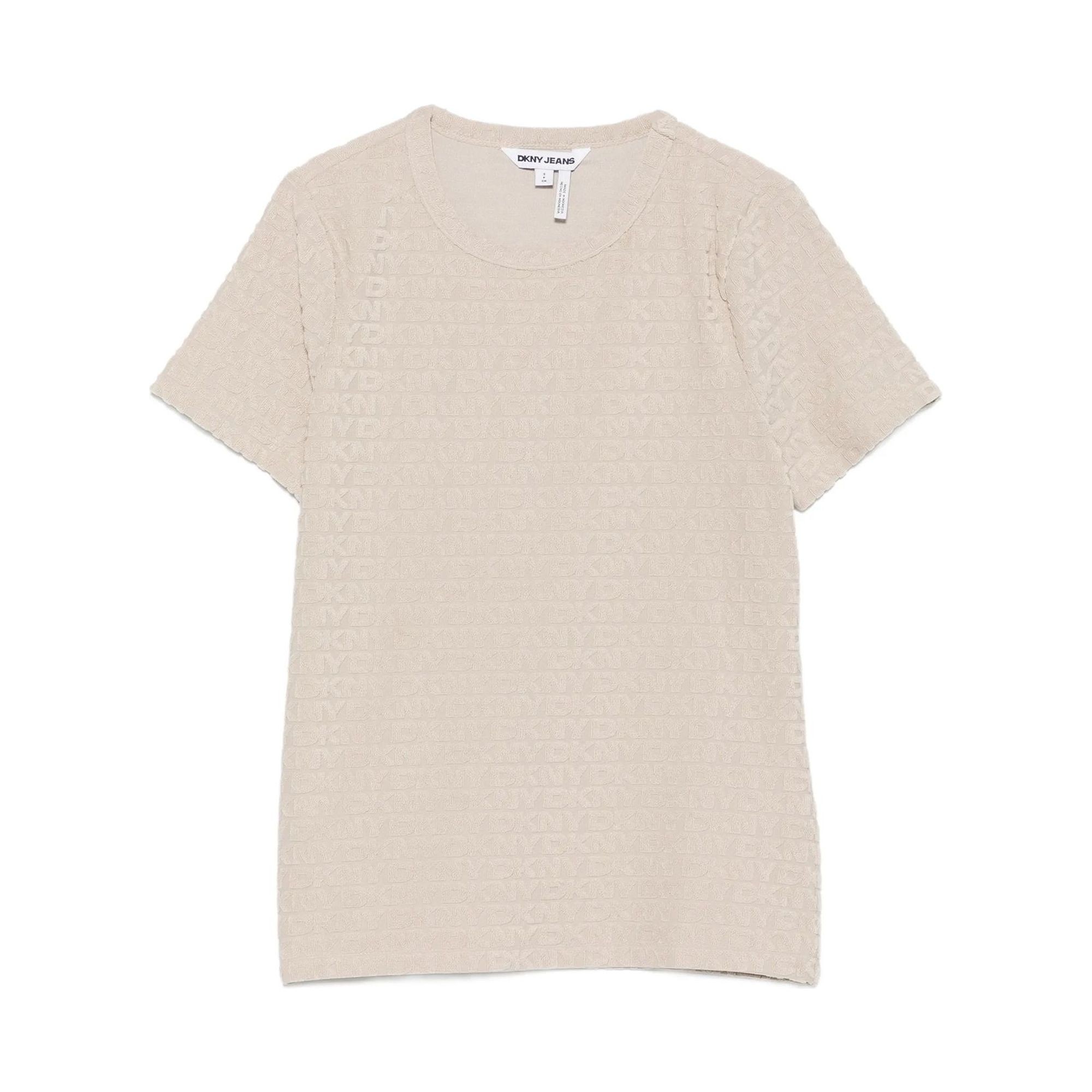 DKNY Marškinėliai trump. rankovėmis moterims, Balta, Logo jacquard tops 1