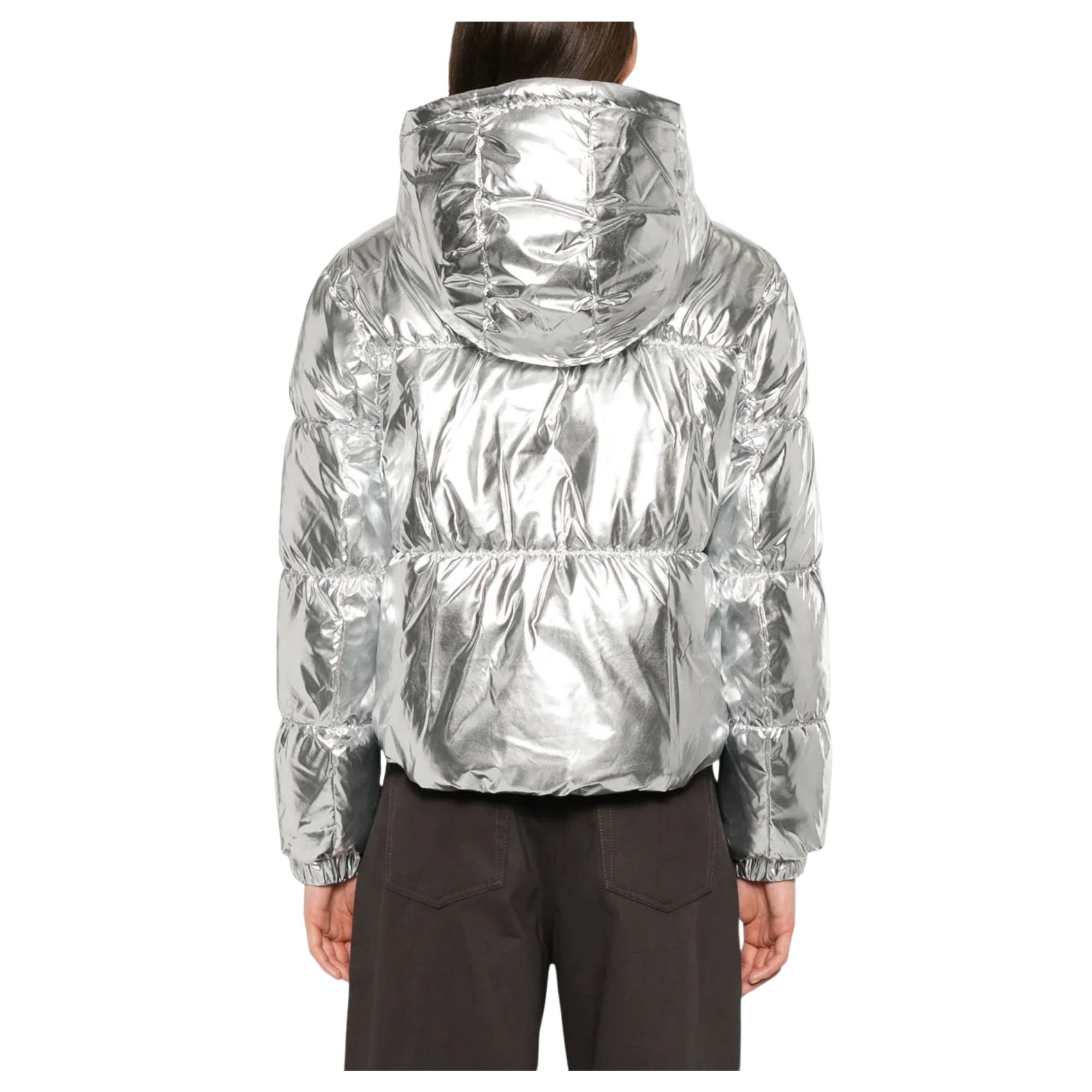 MICHAEL KORS Džemperis moterims, Sidabrinė, Hooded high shine down 3