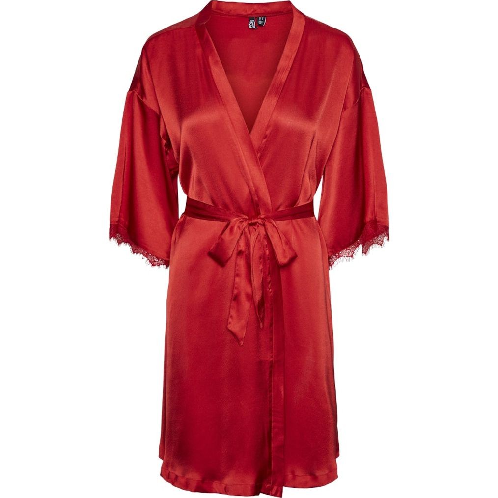PIECES Chalatas moterims, Raudona, Anovi satin night kimono 1