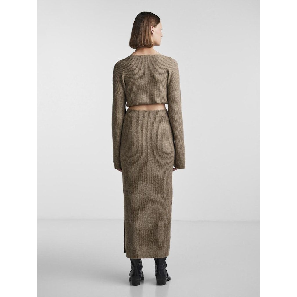 PIECES Maxi sijonas moterims, Ruda, PCJUNA HW ANKLE KNIT 4
