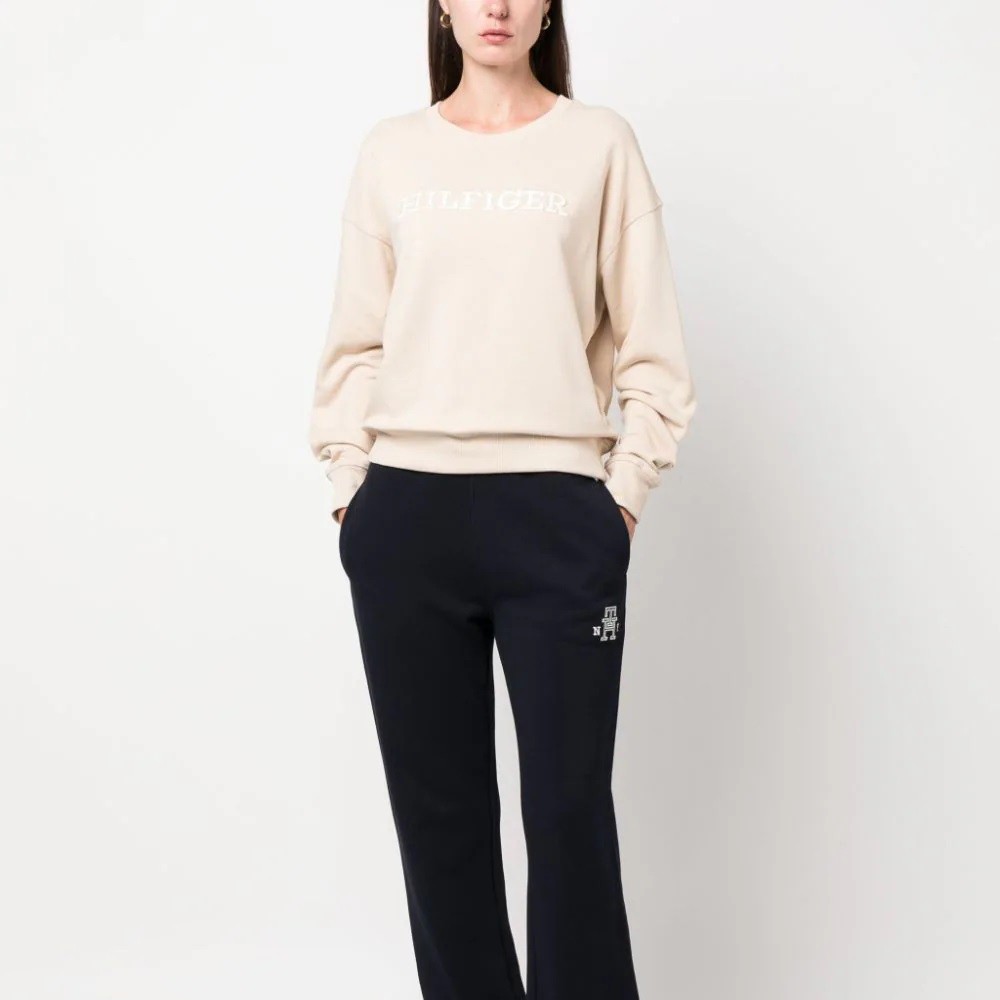 TOMMY HILFIGER Džemperis moterims, Smėlio, Reg monotype emb sweatshirt 2