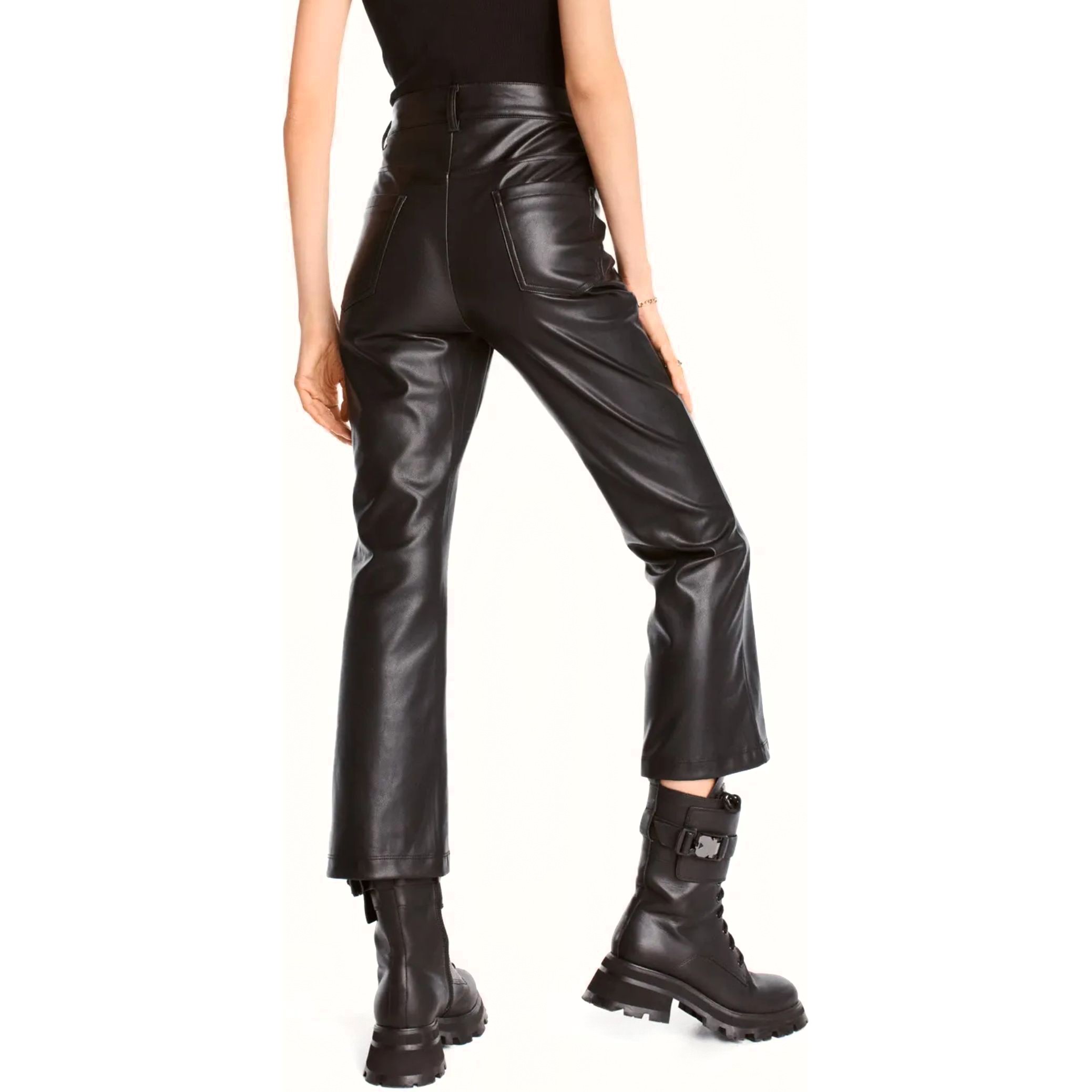 DKNY Laisvalaikio kelnės moterims, Juoda, 4 pocket pu kick fla 3