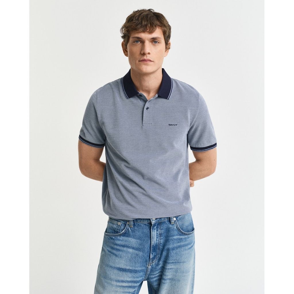 GANT Polo marškiniai trumpos rank. vyrams, Mėlyna, 4-col oxford SS pique 2