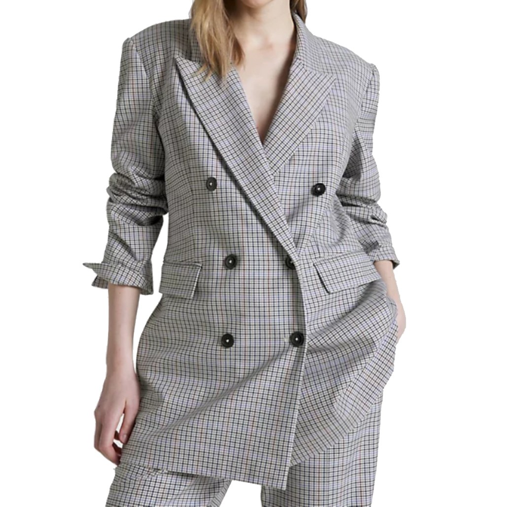 TOMMY HILFIGER Švarkas moterims, Mėlyna, Small check relaxed db blazer 2