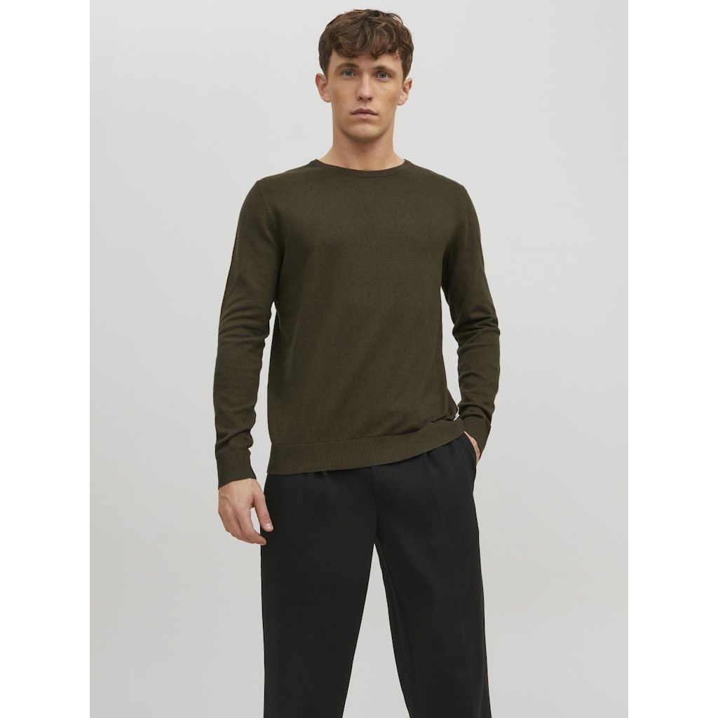 JACK & JONES Džemperis vyrams, Chaki, JJEEMIL KNIT CREW NE 4