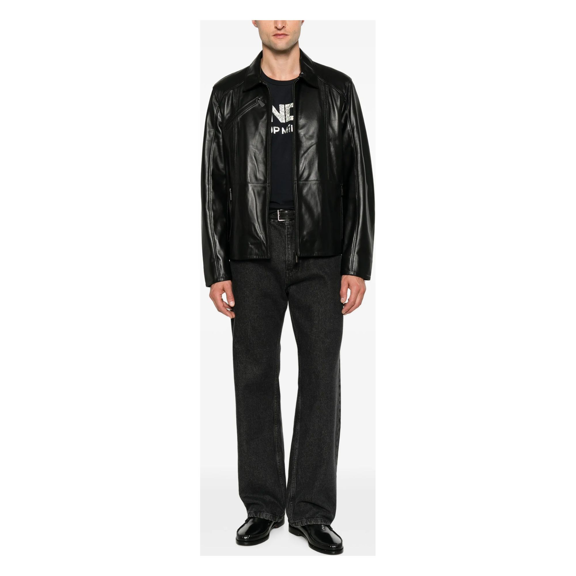 SERGIO MORETTI Odinė striukė vyrams, Juoda, Leather jacket 2