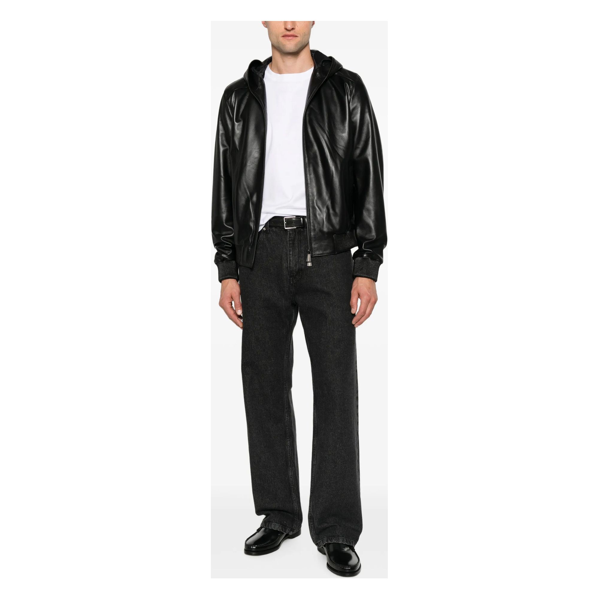 SERGIO MORETTI Odinė striukė vyrams, Juoda, Leather jacket 2