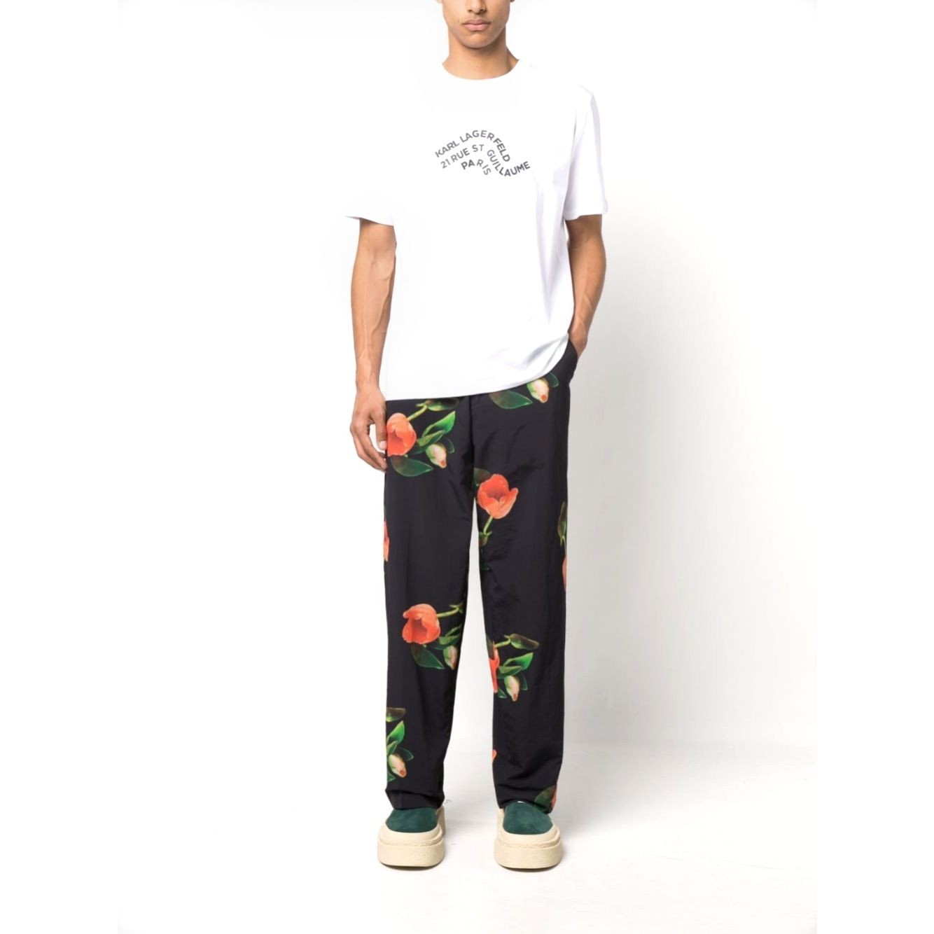 KARL LAGERFELD Marškinėliai trump. rankovėmis vyrams, Balta, Wave logo relaxed t-shirt 2