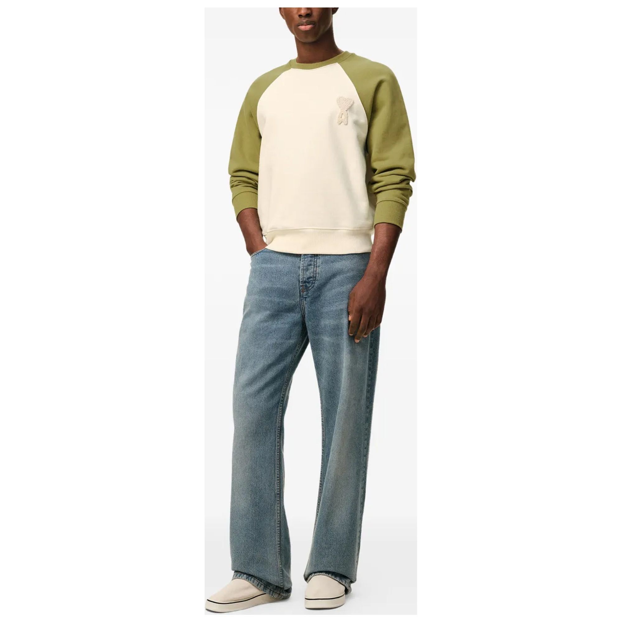 AMI PARIS Sportinis nertinis, Balta, Boxy fit crewneck 2