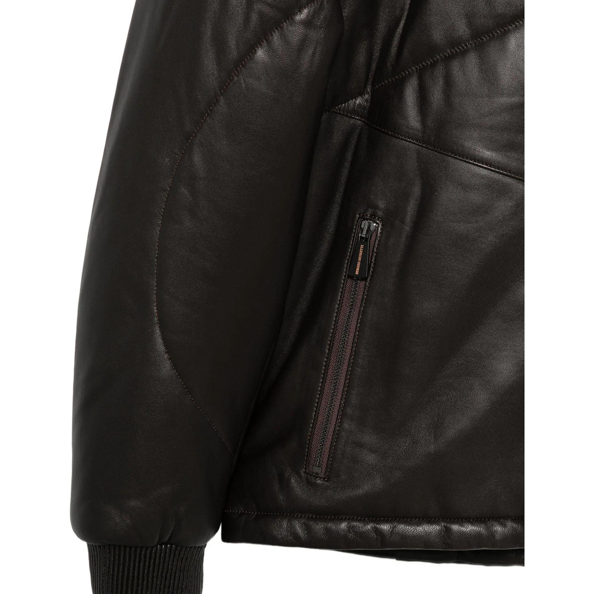 SERGIO MORETTI Odinė striukė vyrams, D.brown, Leather jacket 3