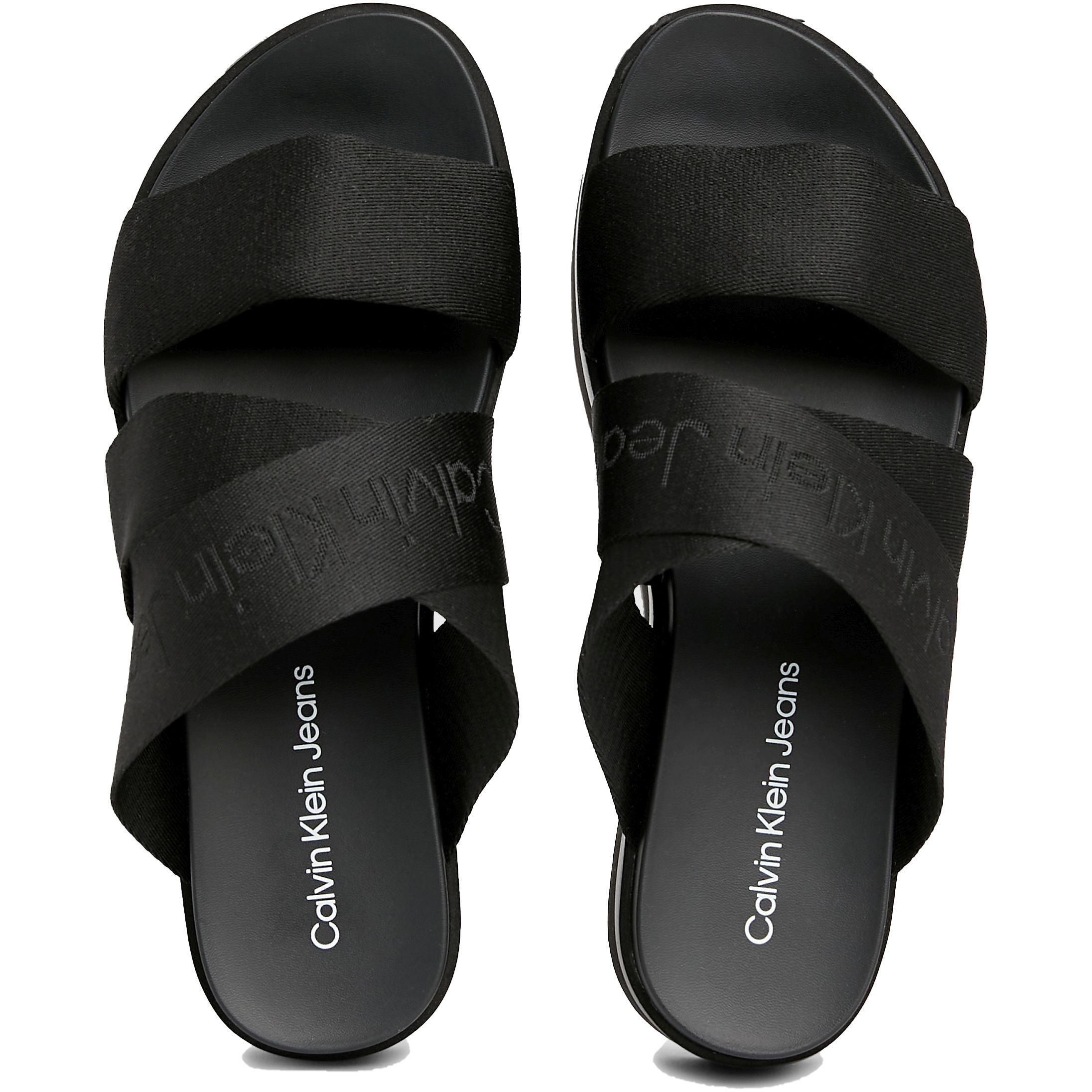 CALVIN KLEIN JEANS Šlepetės moterims, Juoda, Flatform sandal webbing 4
