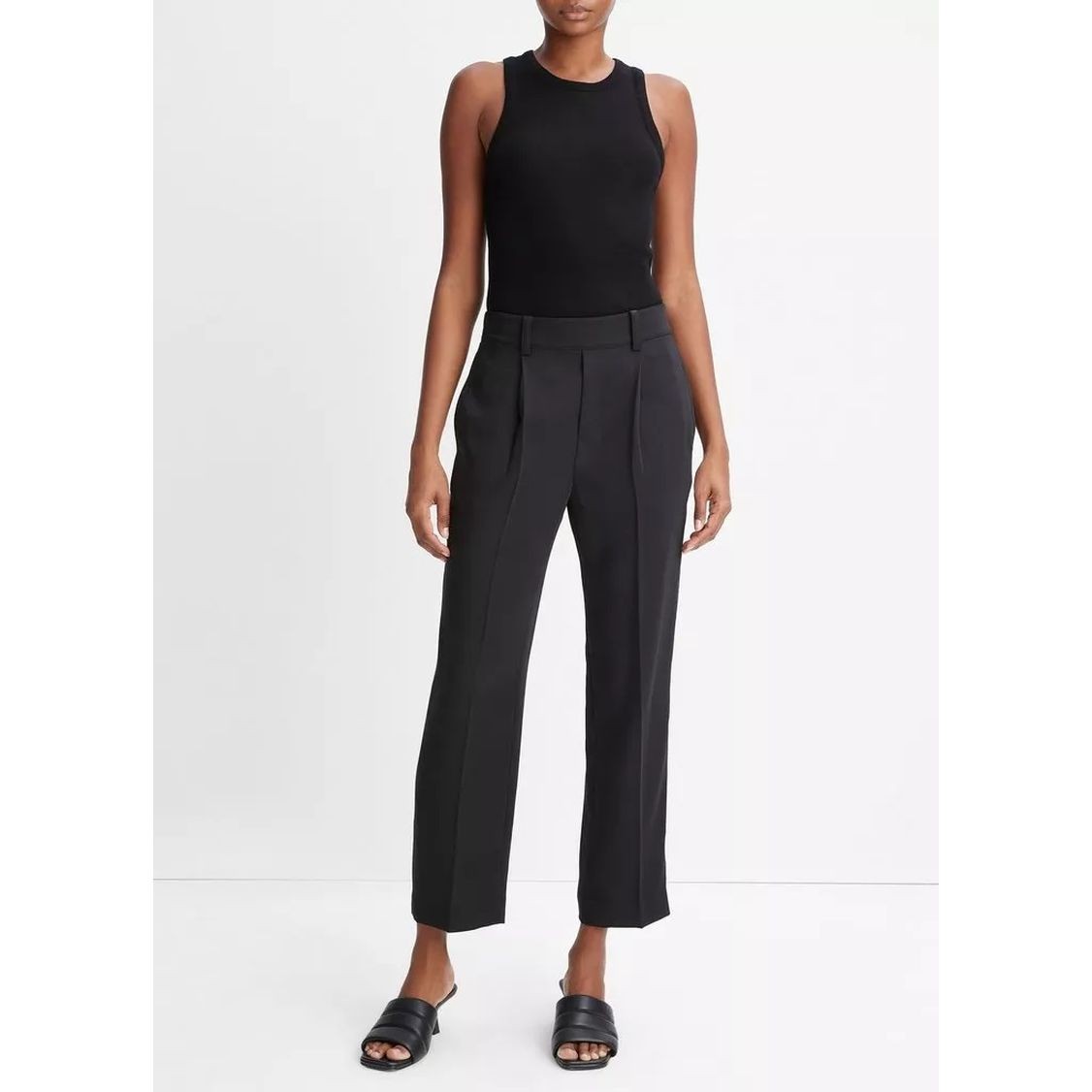 VINCE Formalios kelnės moterims, Juoda, Tapered pull on pant 3
