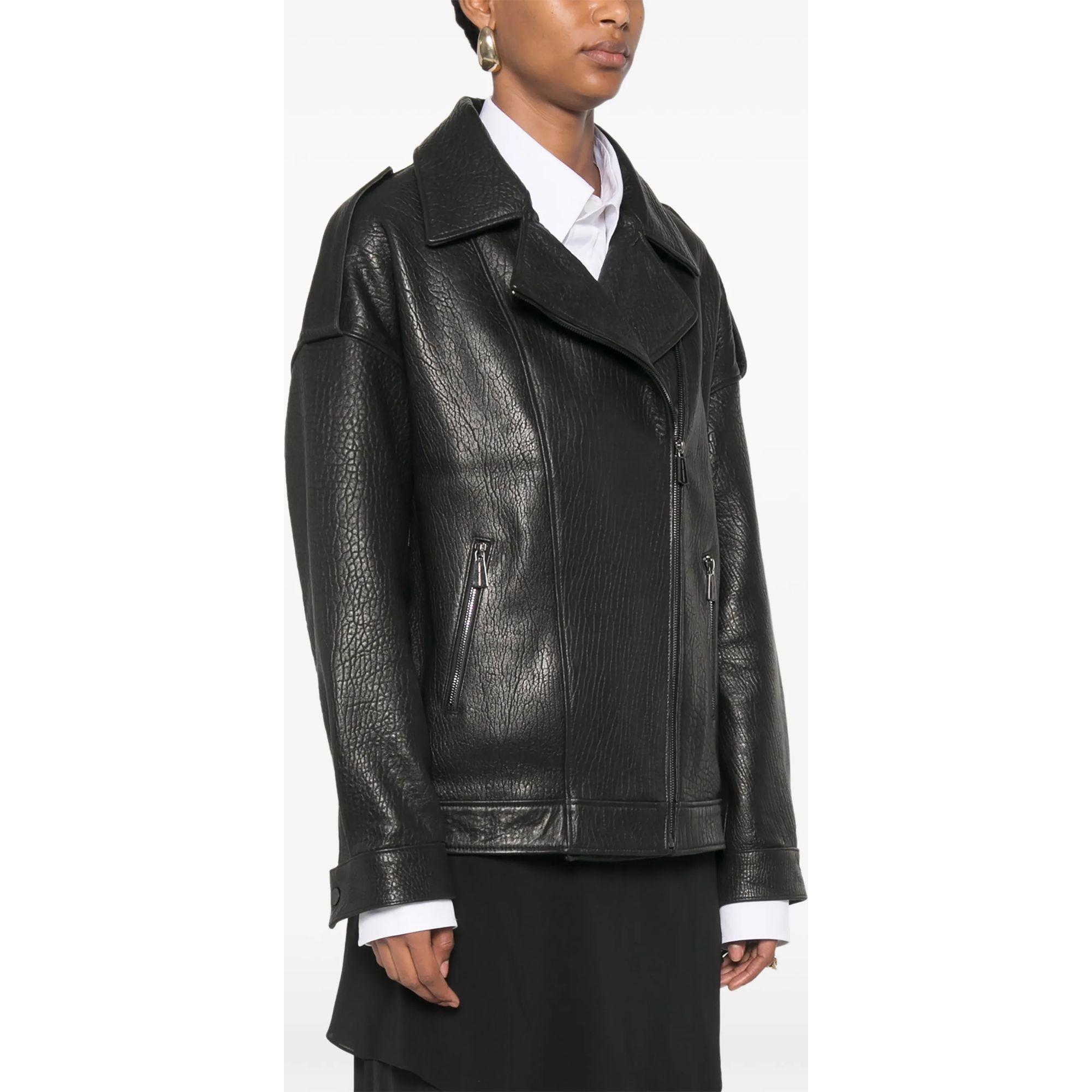 ADRIANNA FERETTI Odinė striukė moterims, Juoda, Leather jacket 3