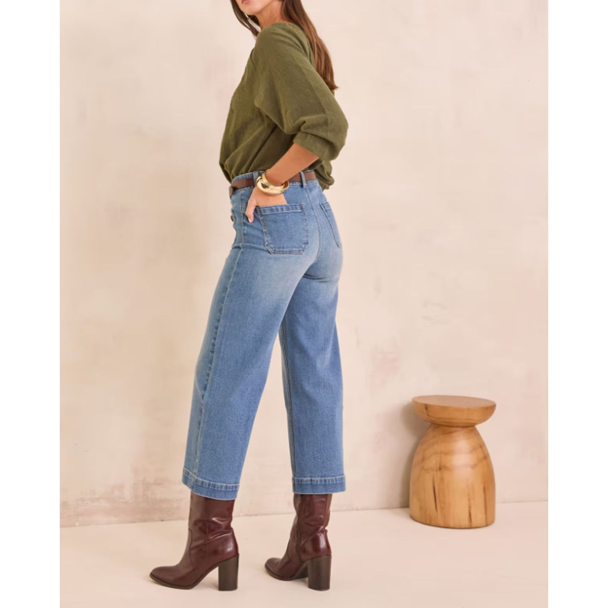 MAISON123 Trumpinti džinsai moterims, Mėlyna, 05 mae crop denim 4