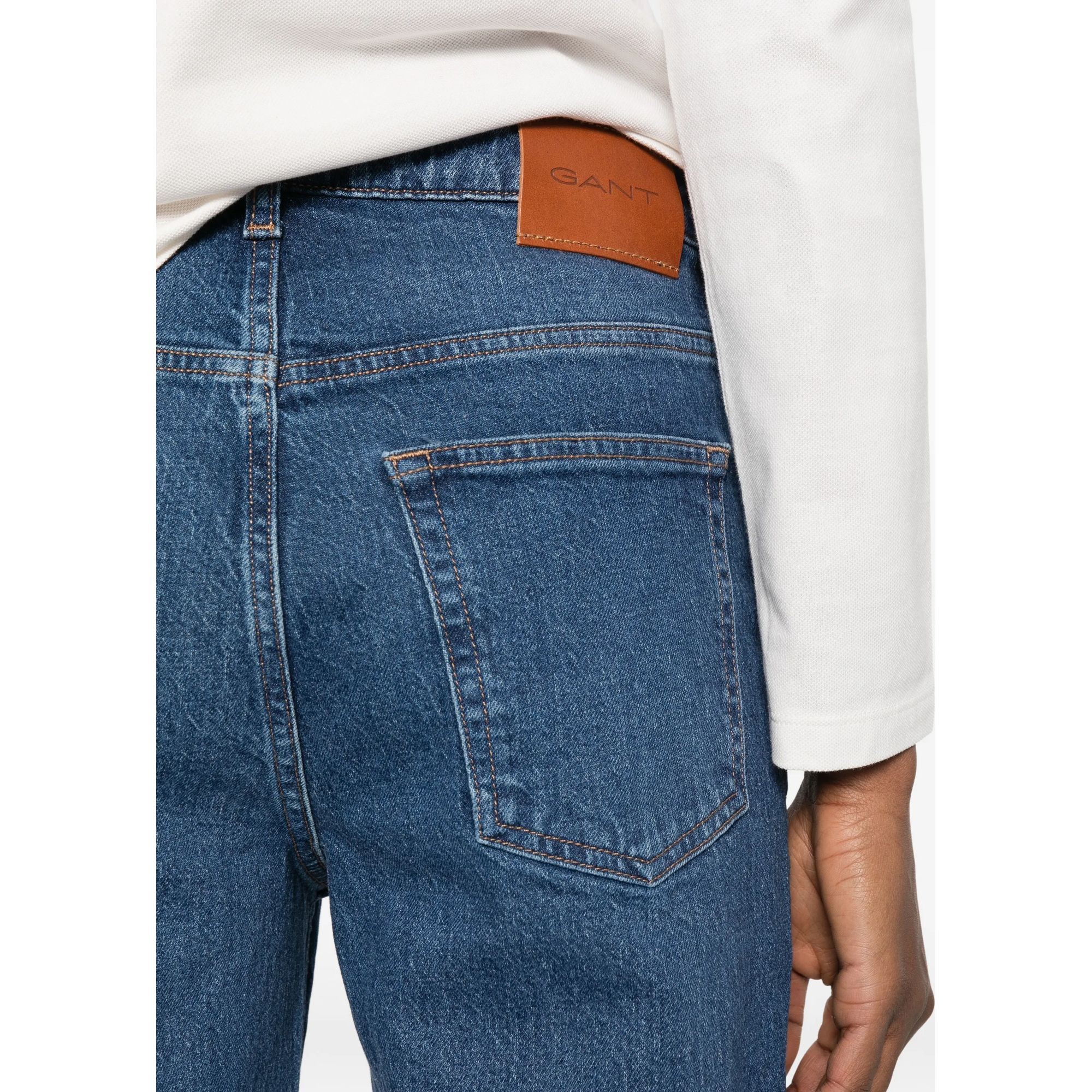 GANT Tiesūs džinsai moterims, Mėlyna, Straight cropped jeans 5