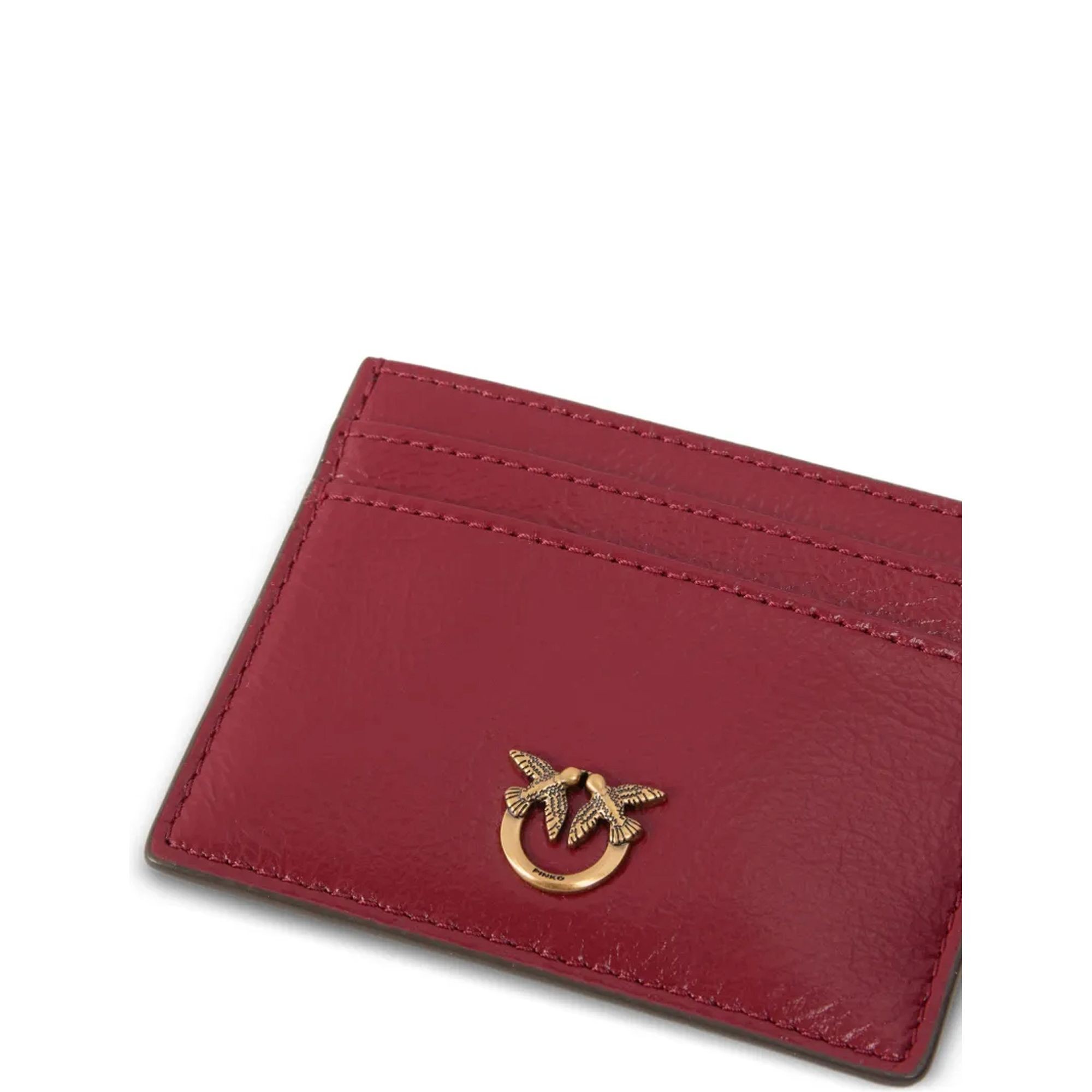 PINKO Piniginė moterims, Raudona, Card holder simply shiny bag 4