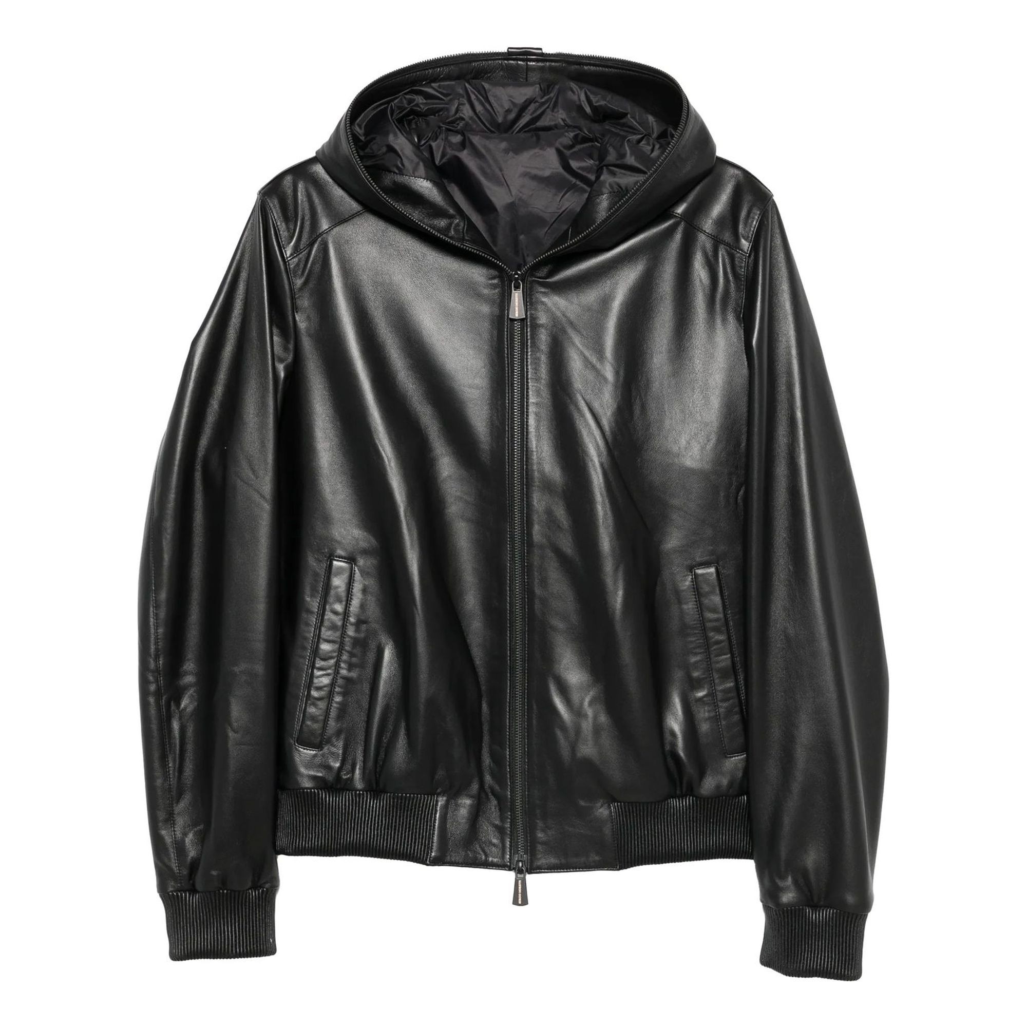 SERGIO MORETTI Odinė striukė vyrams, Juoda, Leather jacket 1