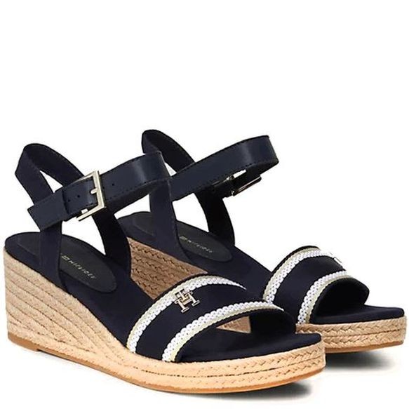 TOMMY HILFIGER Basutės moterims, Mėlyna, Webbing wedge sandal 1