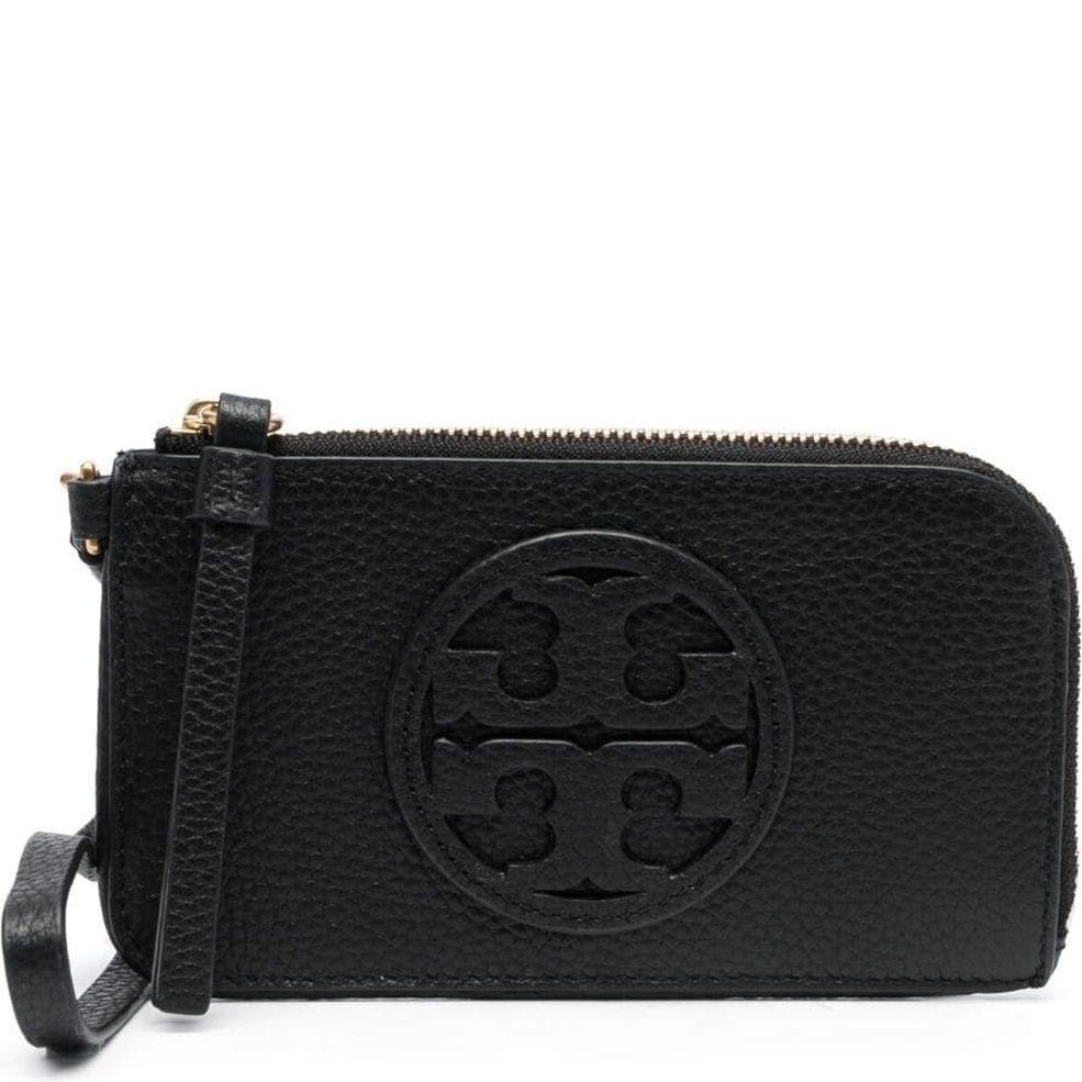TORY BURCH Piniginė moterims, Juoda, Miller zip card case 1