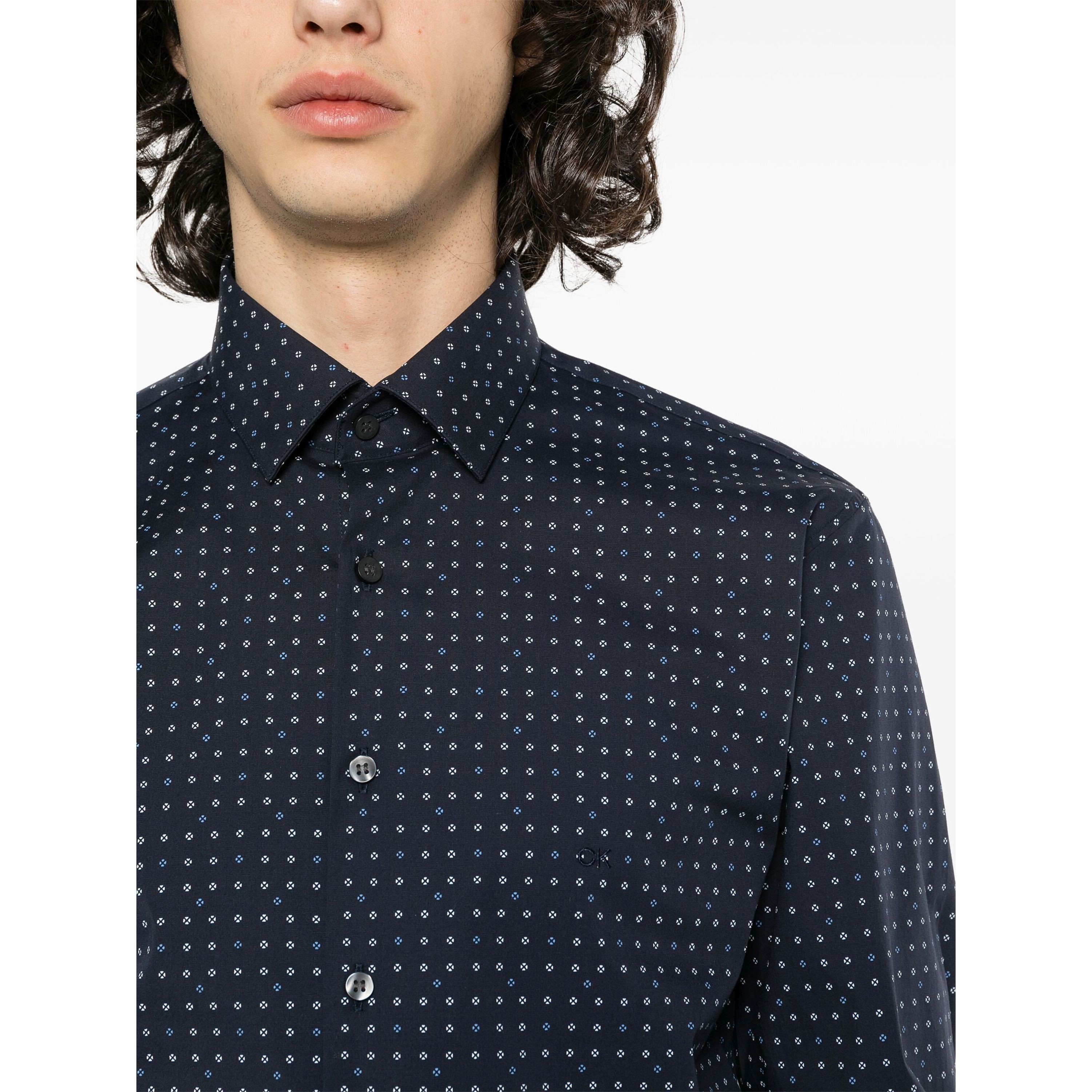 CALVIN KLEIN Marškiniai ilgomis rankovėmis vyrams, Mėlyna, L/s shirt 4