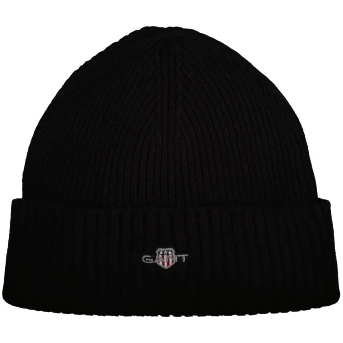 GANT Kepurė vyrams, Juoda, cotton blend logo beanie