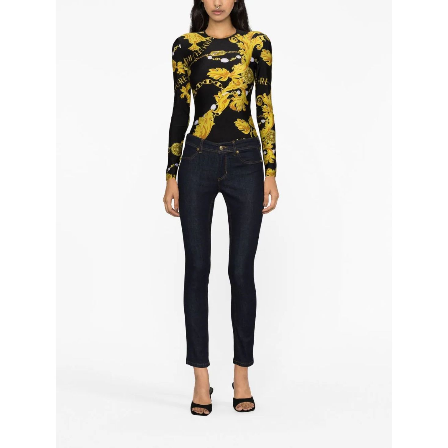 VERSACE JEANS CUTURE Bodis moterims, Juoda, Chain couture top 2