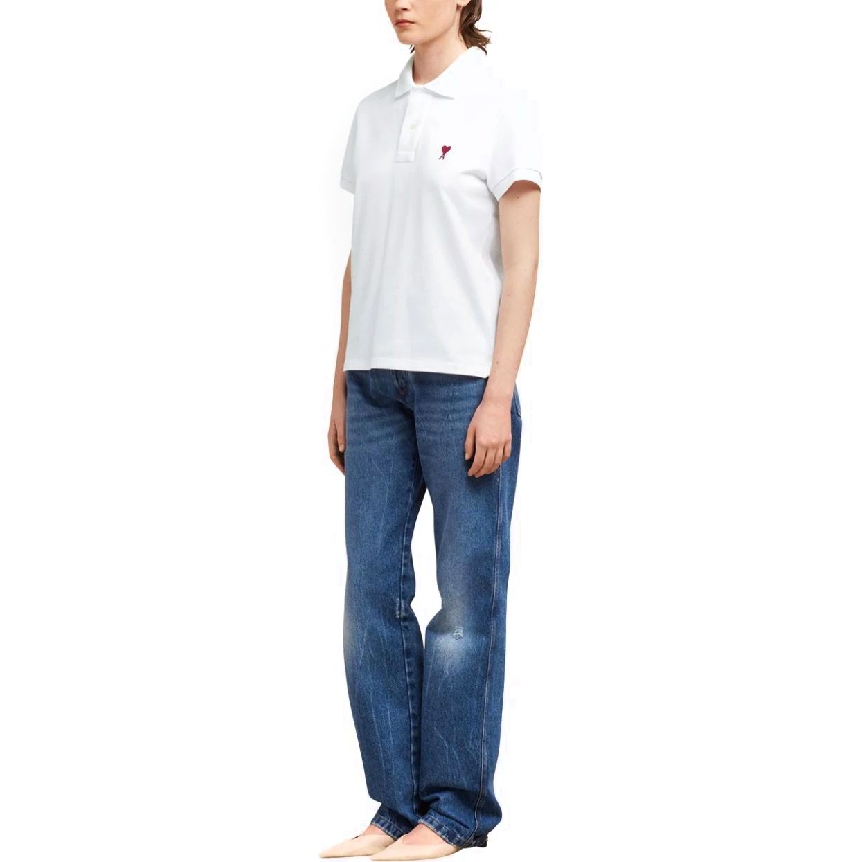 AMI PARIS Polo marškiniai trumpos rank., Balta, Ami de coeur polo shirt 3