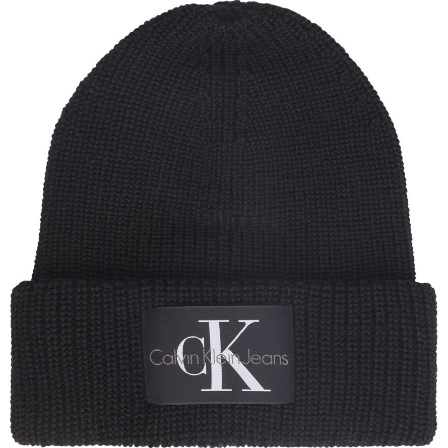 CALVIN KLEIN JEANS Rinkinys vyrams, Juoda, MONOLOGO PATCH BEANIE + SCARF 3