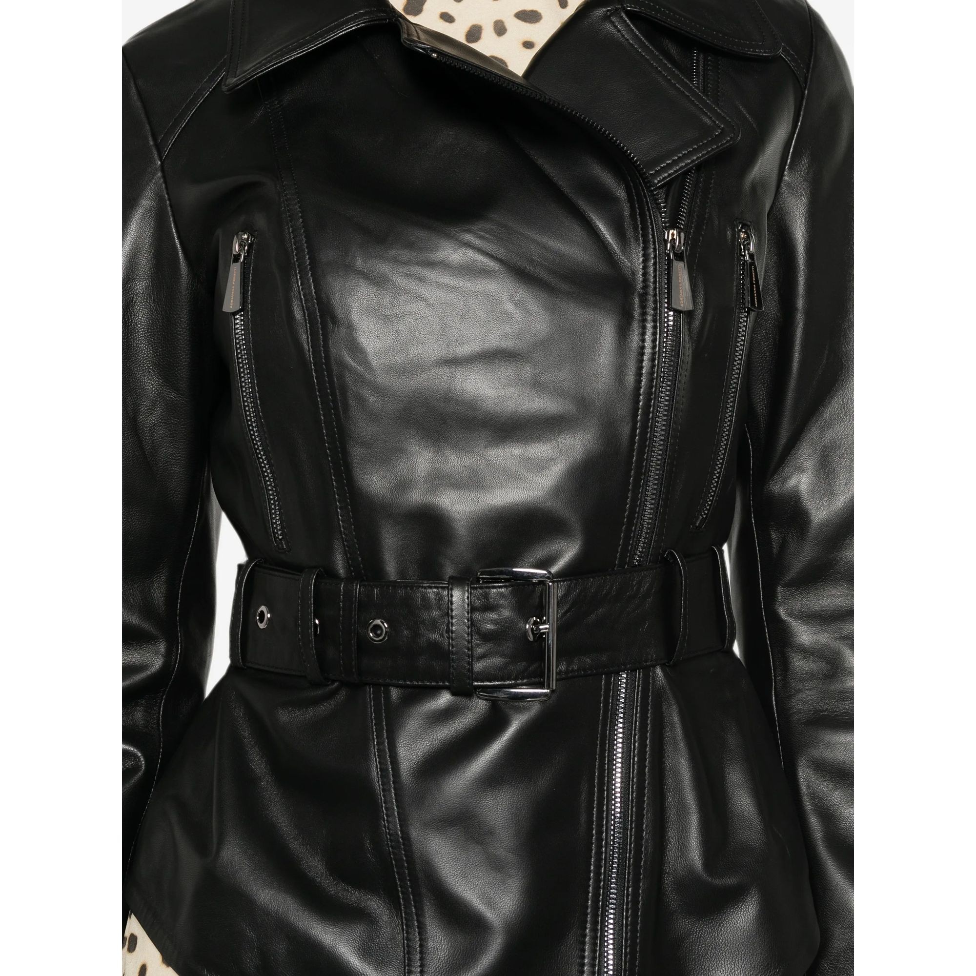 ADRIANNA FERETTI Odinė striukė moterims, Juoda, Leather jacket 5