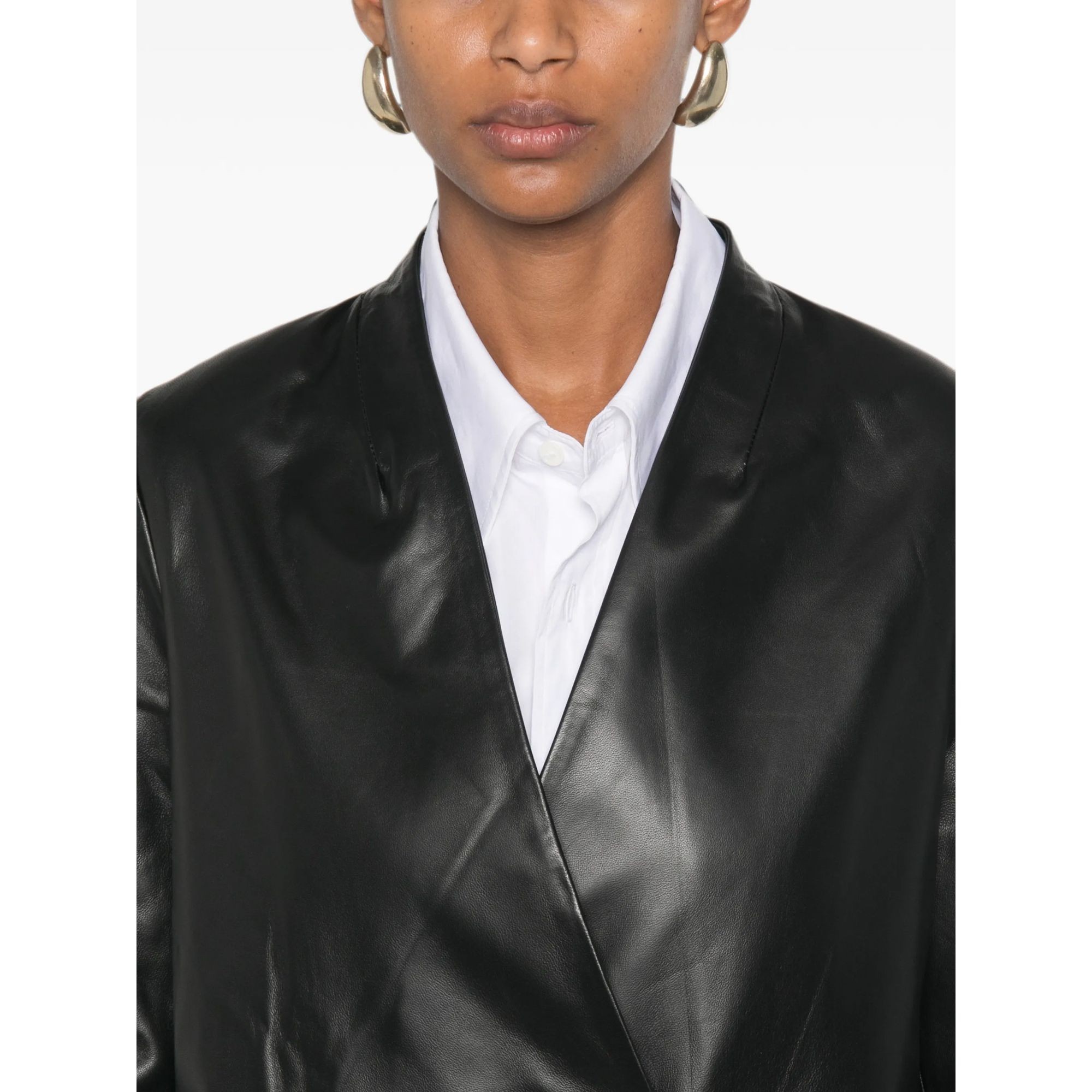 ADRIANNA FERETTI Odinė striukė moterims, Juoda, Leather jacket 5