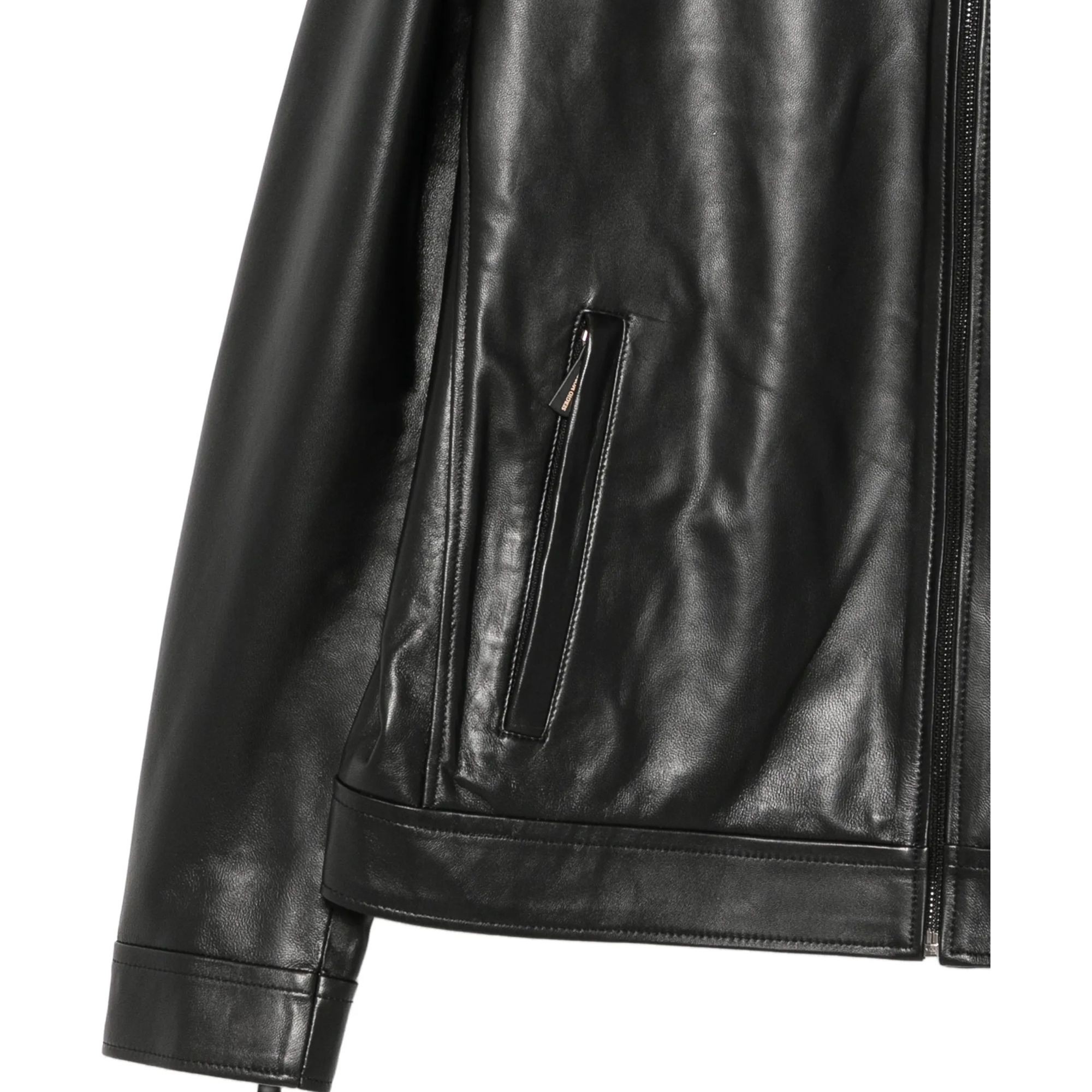 SERGIO MORETTI Odinė striukė vyrams, Juoda, Leather jacket 3