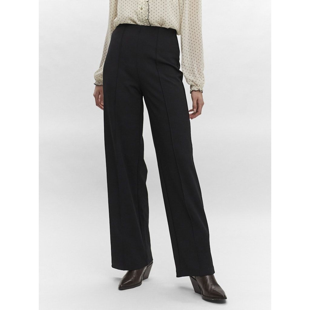 VERO MODA Kelnės moterims, Juoda, VMBECKY HW WIDE PULL 4