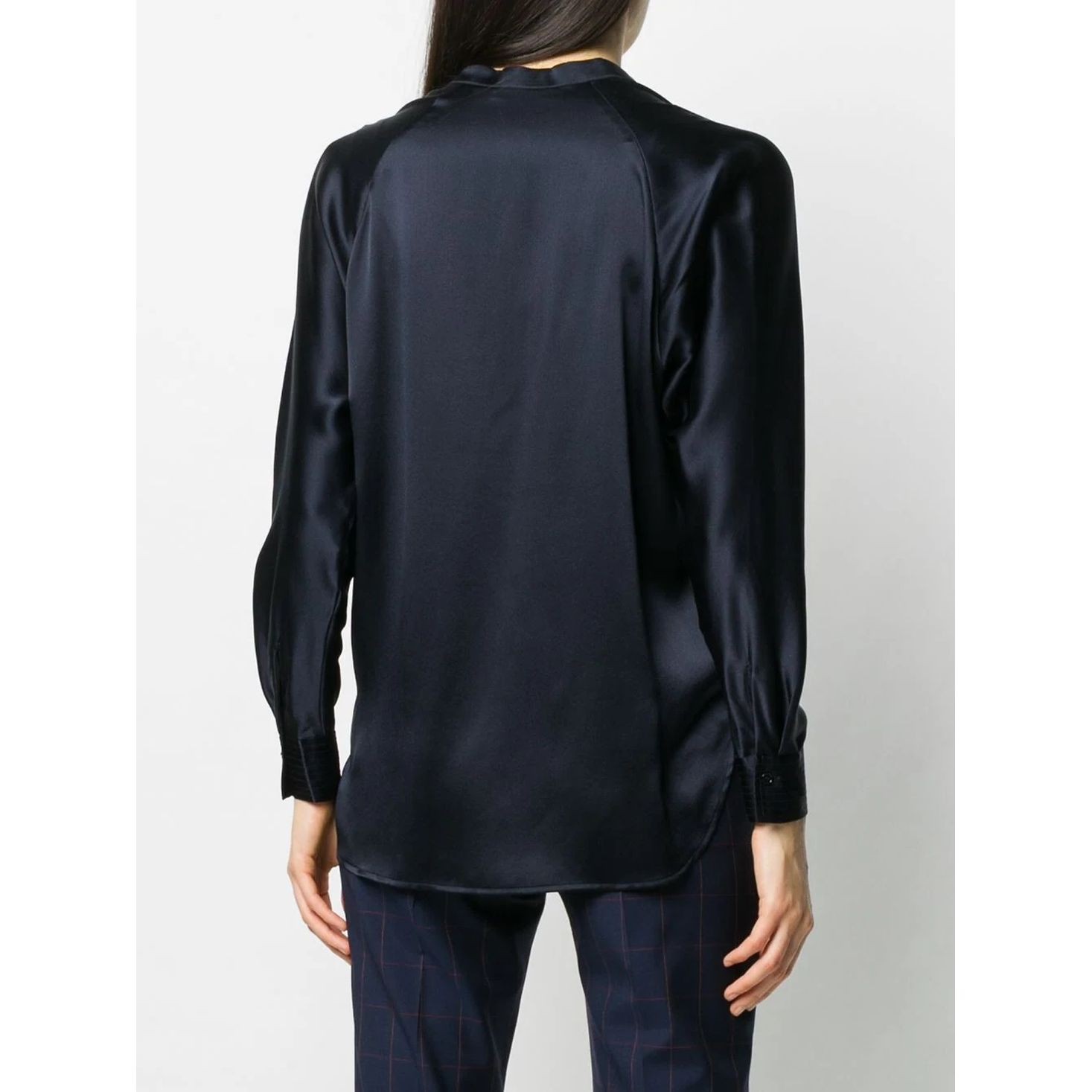 VINCE Palaidinės moterims, Mėlyna, Band collar blouse 4