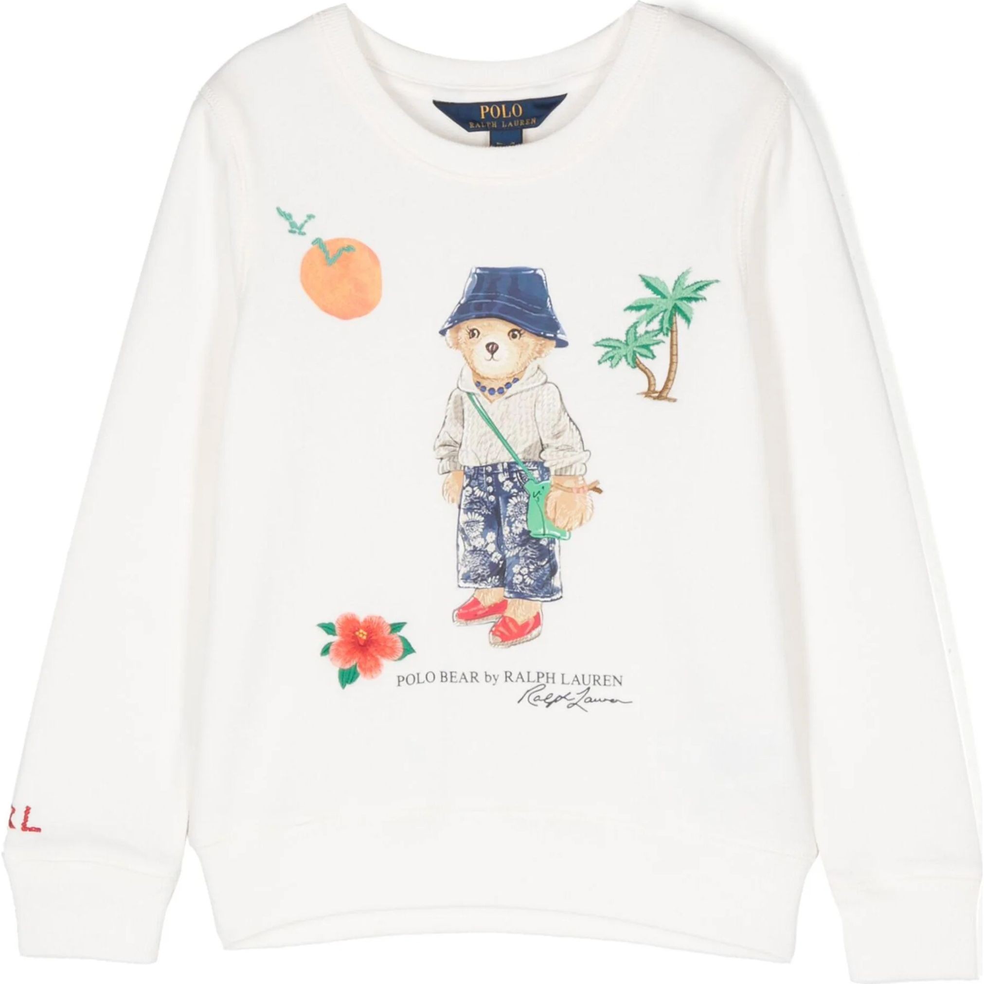 RALPH LAUREN KIDS Sportinis nertinis mergaitėms, Balta, Long sleeve bear sweatshirt 1