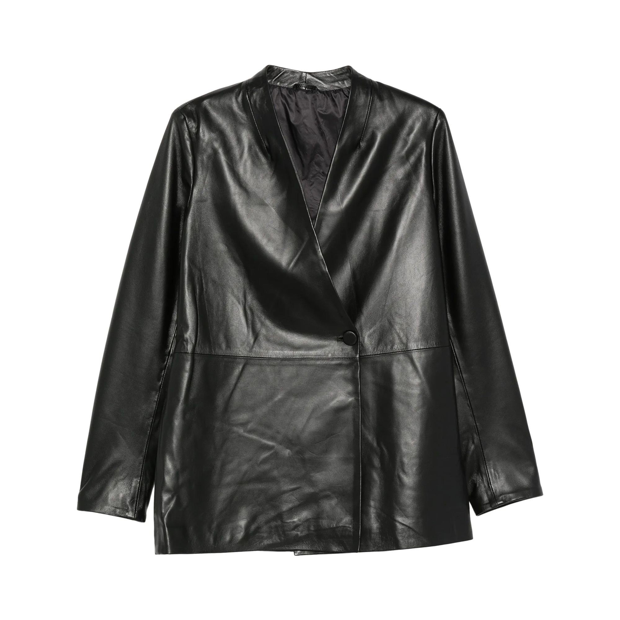ADRIANNA FERETTI Odinė striukė moterims, Juoda, Leather jacket 1