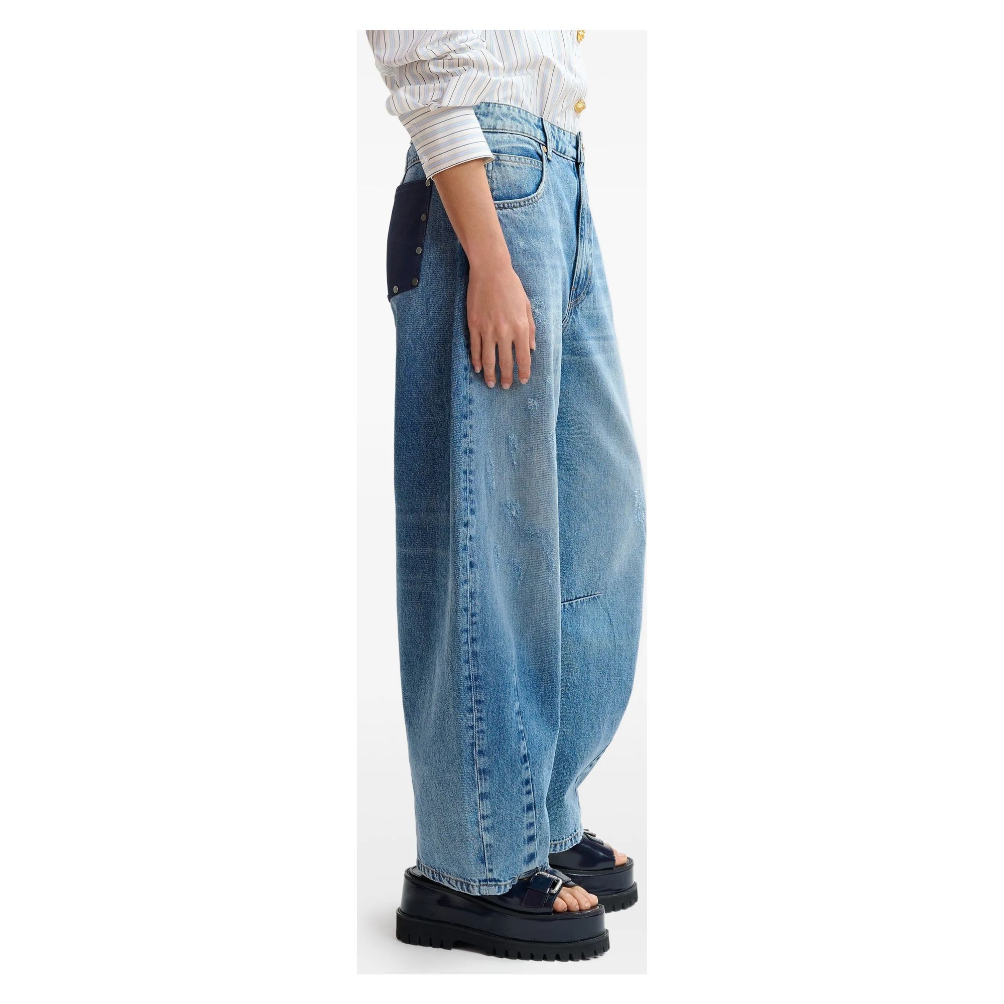 ESSENTIEL ANTWERP Platūs džinsai moterims, Mėlyna, 1 barrel leg jeans 4
