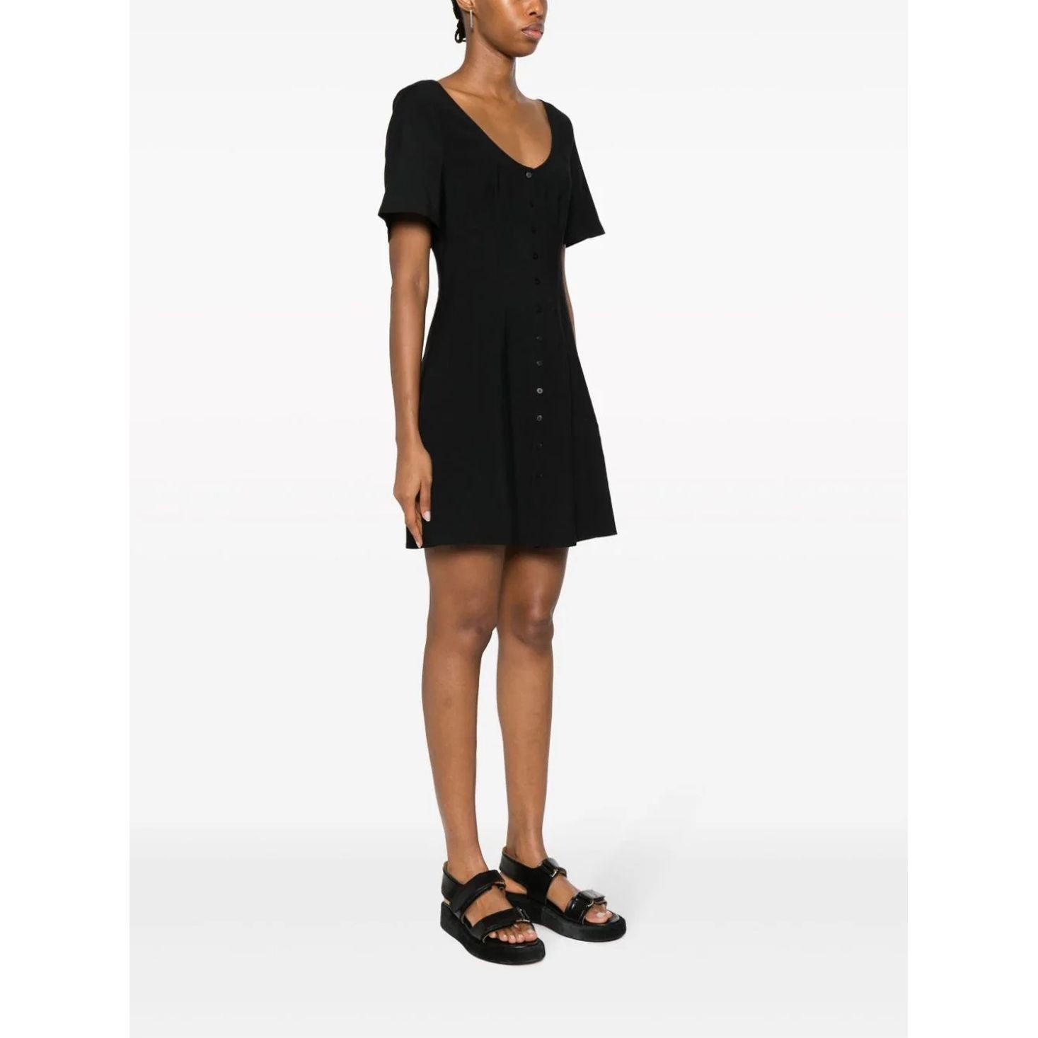 CALVIN KLEIN JEANS Midi suknelė moterims, Juoda, Button down short sleeve dress 3