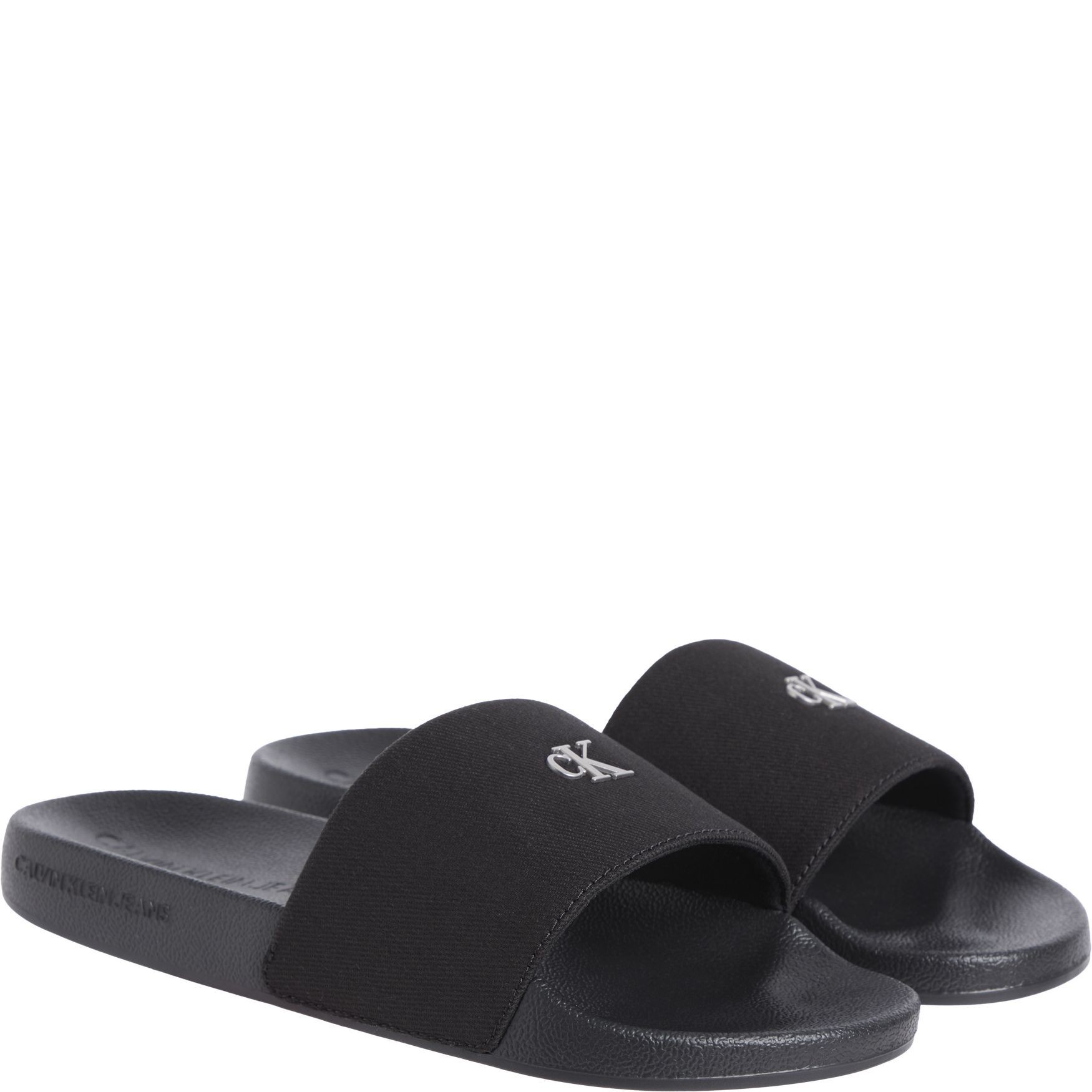 CALVIN KLEIN JEANS Guminės šlepetės moterims, Juoda, Slide monogram 1