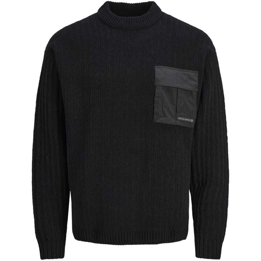 JACK & JONES Megztinis vyrams, Juoda, JCOMETRO KNIT MOCK NEC 1