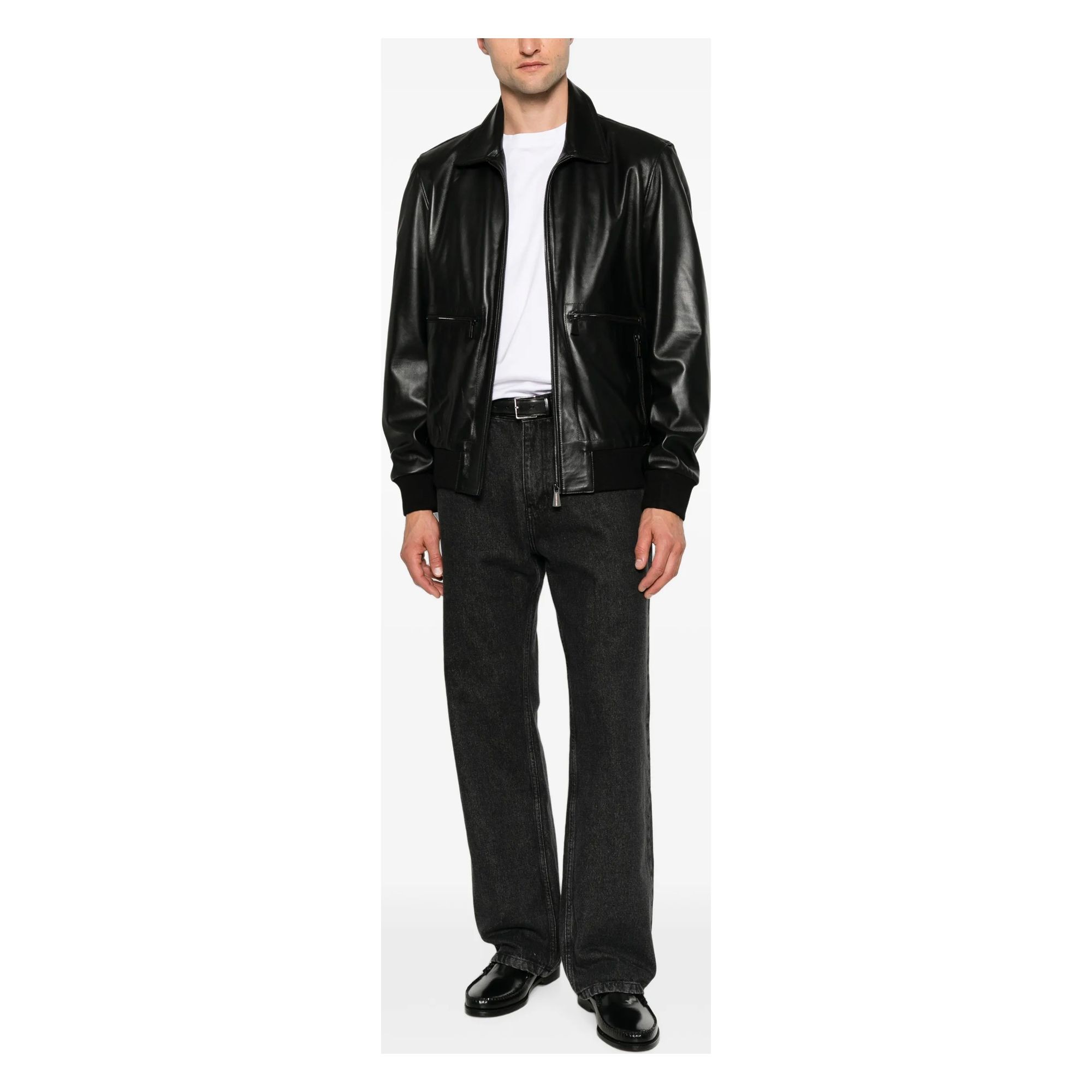 SERGIO MORETTI Odinė striukė vyrams, Juoda, Leather jacket 2