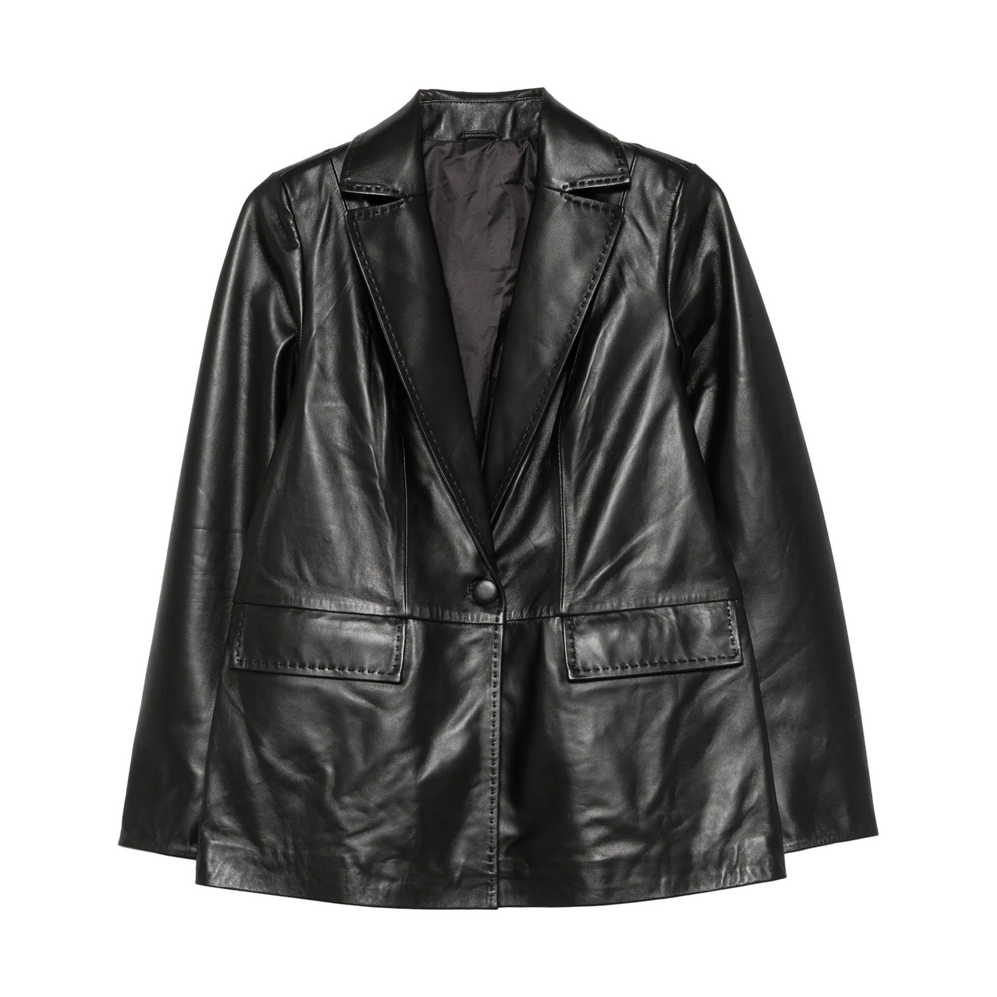 ADRIANNA FERETTI Odinė striukė moterims, Juoda, Leather jacket