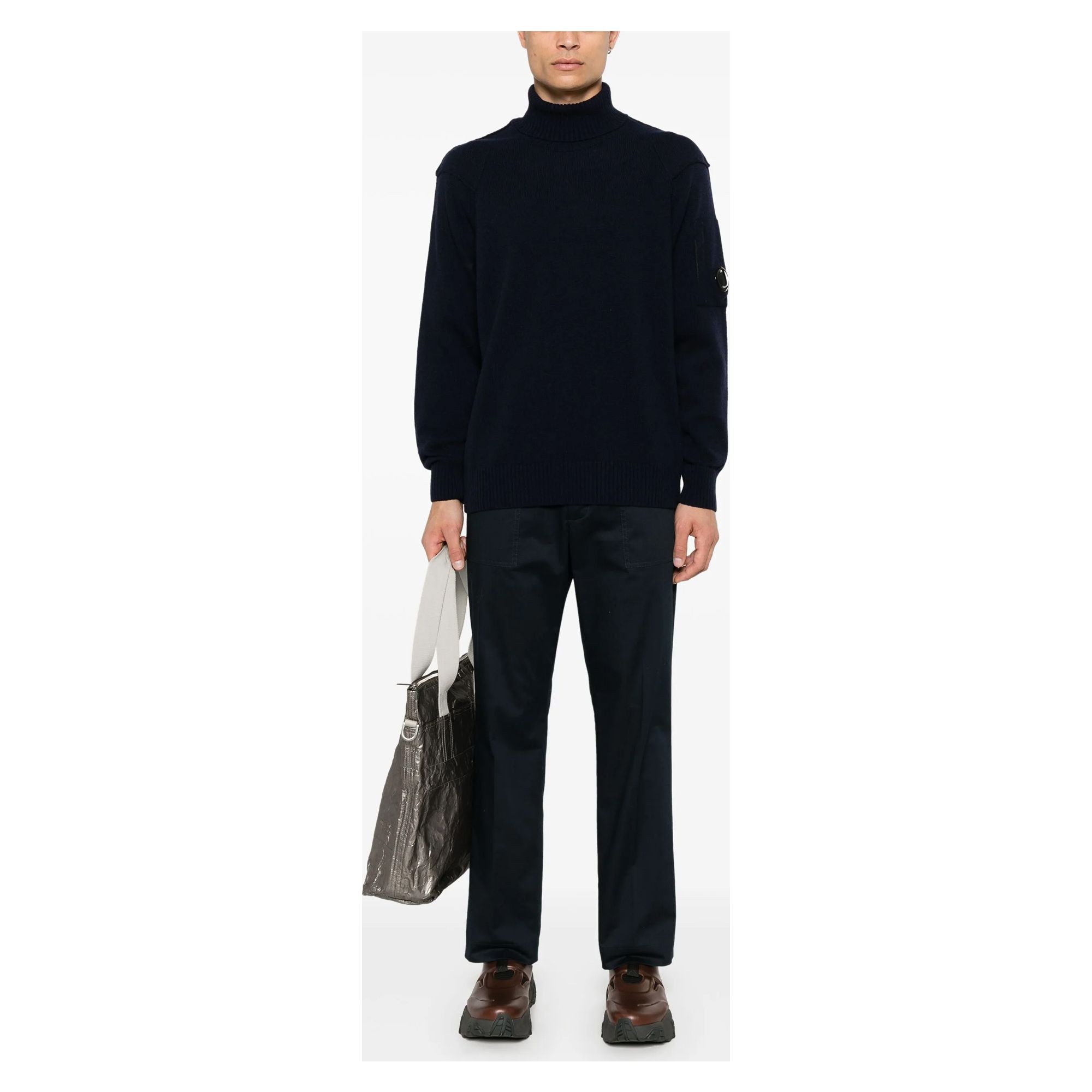 C.P. COMPANY Megztinis su kaklu vyrams, Mėlyna, Lens-detail turtleneck 2