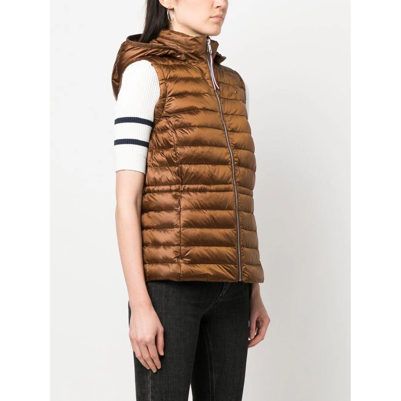 TOMMY HILFIGER Pūkinė liemenė moterims, Ruda, Feminine lw down vest 3
