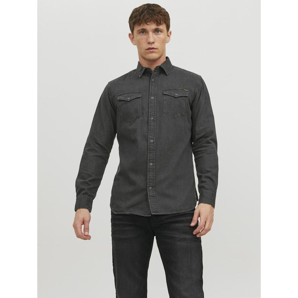 JACK & JONES Marškiniai vyrams, Juoda, JJESHERIDAN SHIRT L/ 8