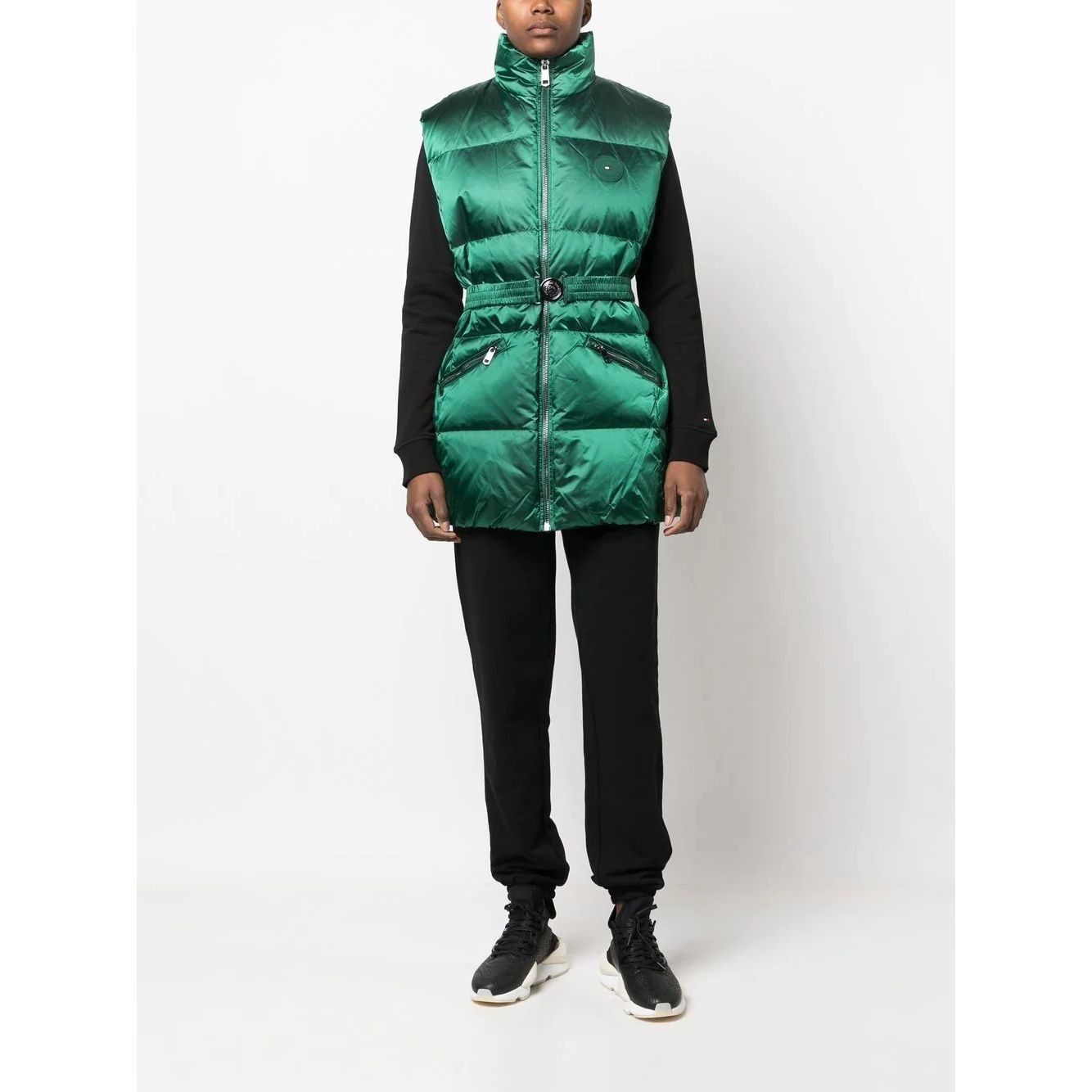 TOMMY HILFIGER Pūkinė liemenė moterims, Žalia, Two tone statement puffer vest 2